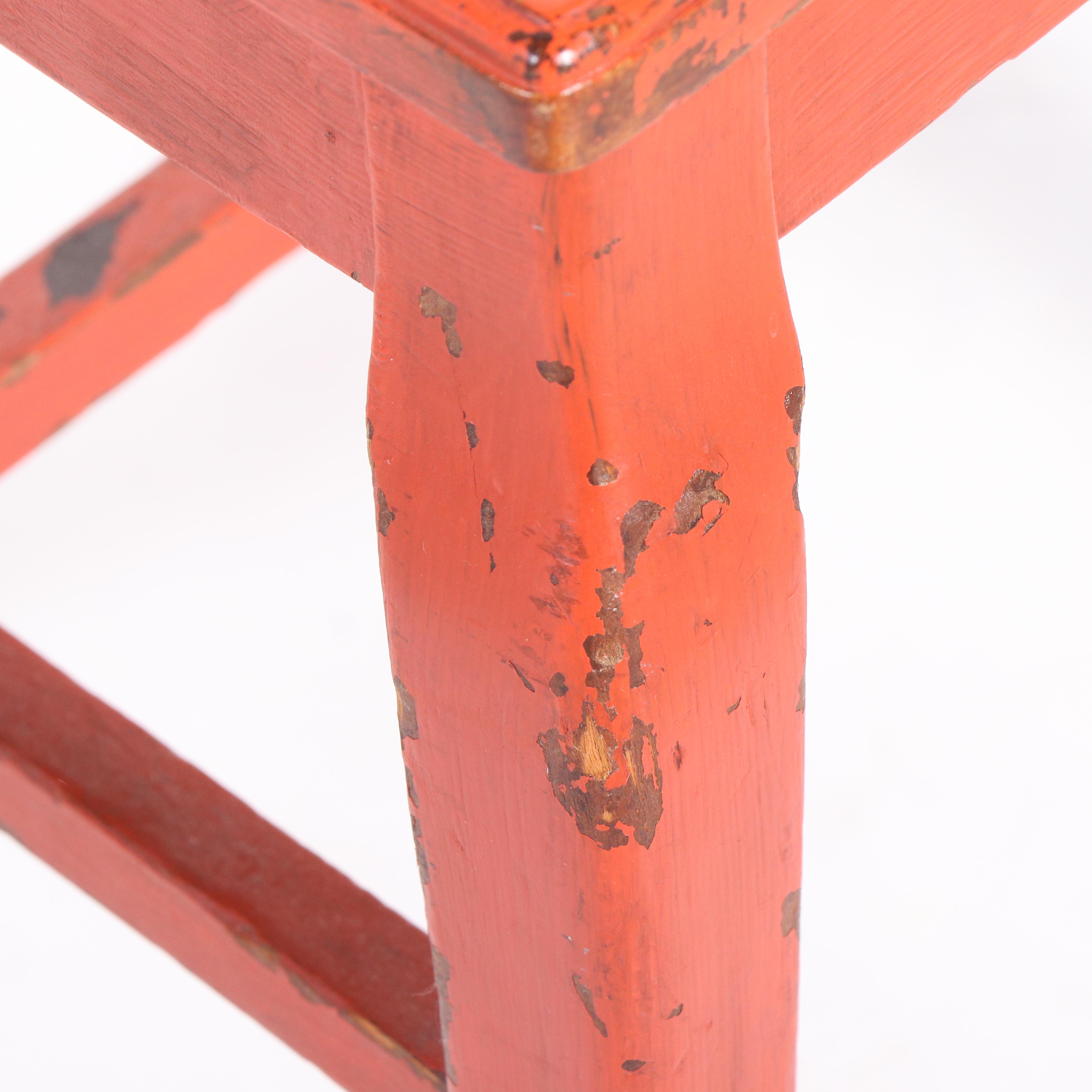 Art Deco Style Painted Wood Fiddle Back Char with Woven Seat, Mid-20th Century