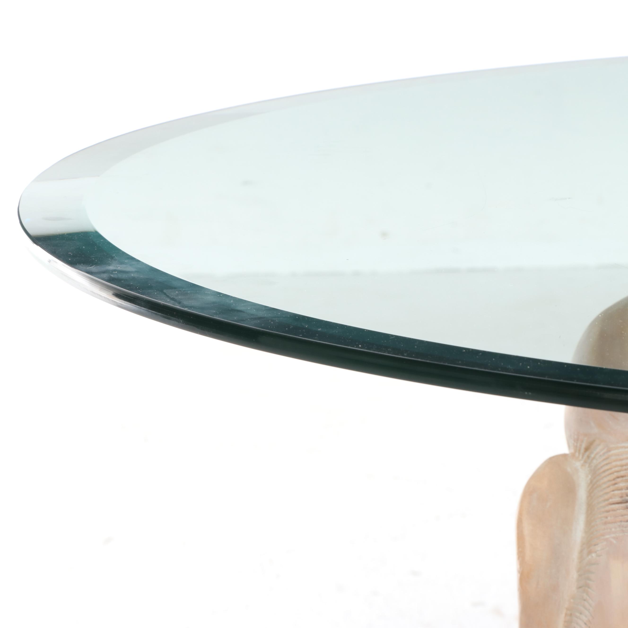 Elephant Form Glass Top Pedestal Table, Late 20th Century