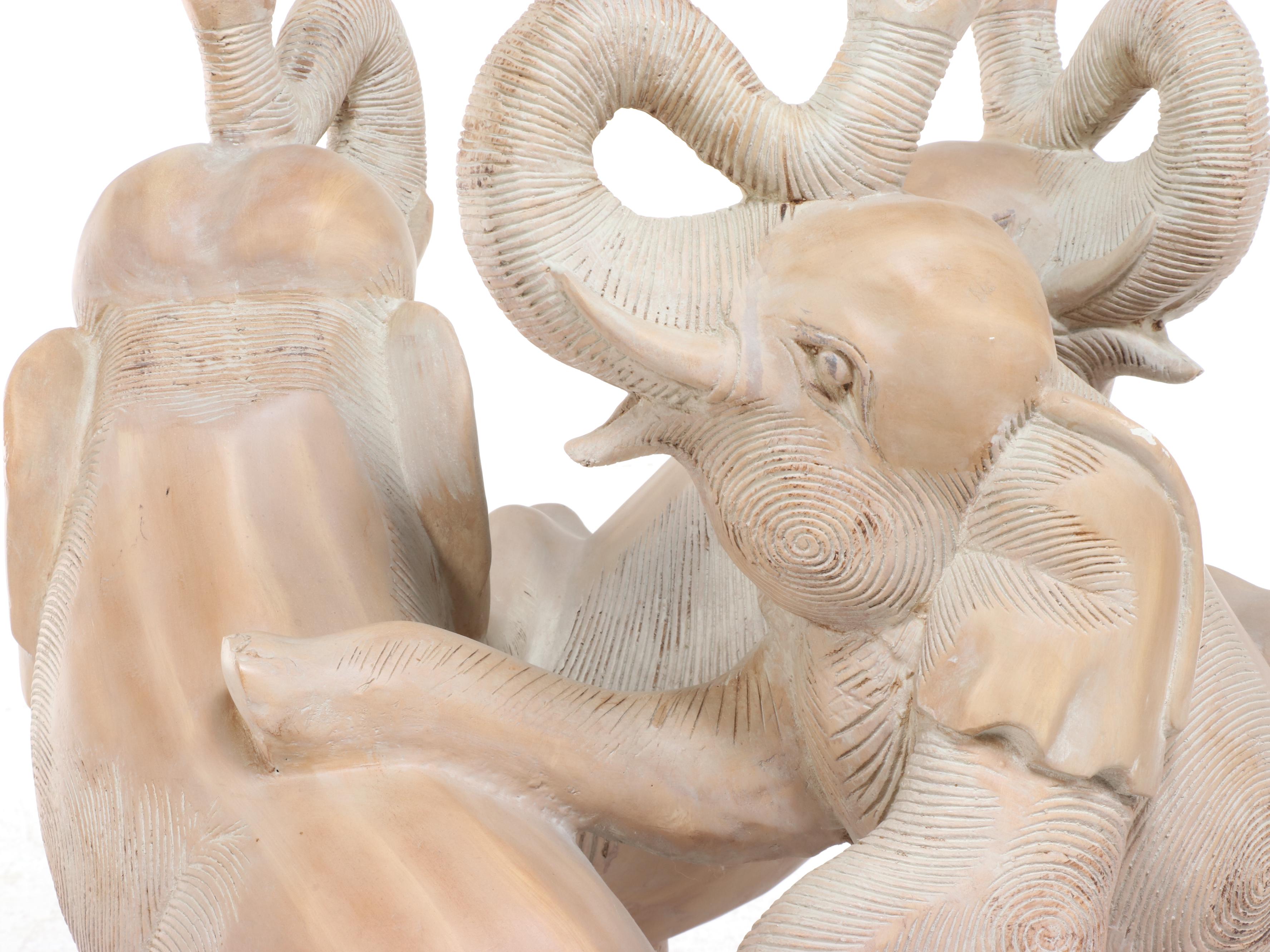 Elephant Form Glass Top Pedestal Table, Late 20th Century