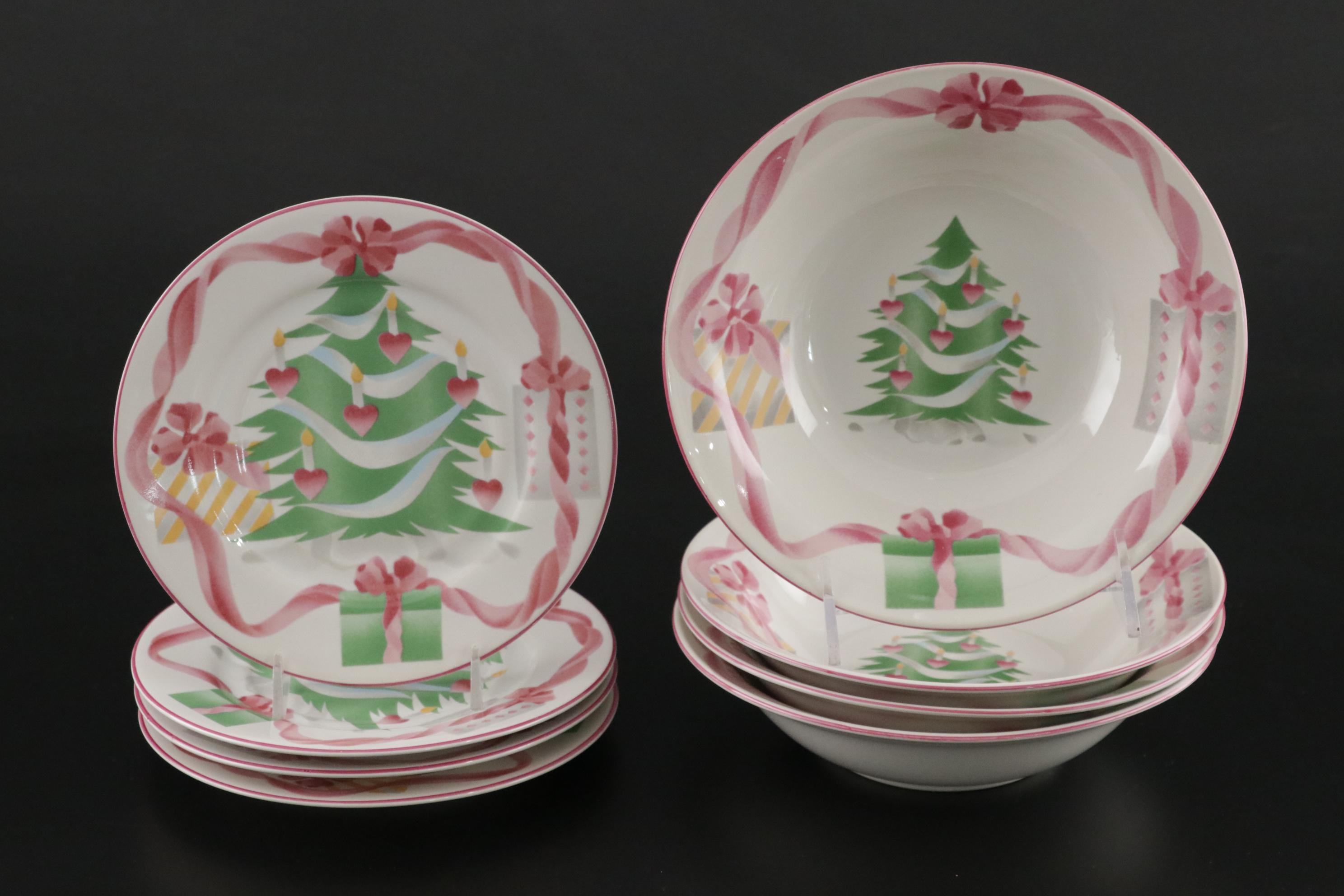 Sango "Home for Christmas" Ceramic Dinnerware, Late 20th Century