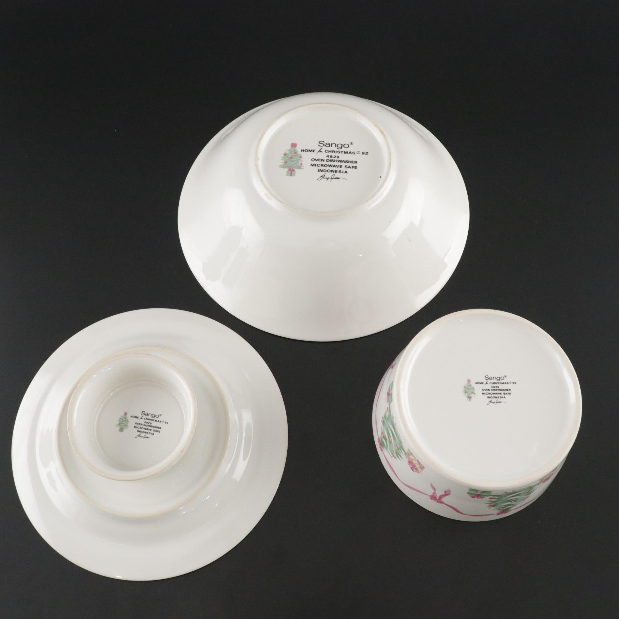 Sango "Home for Christmas" Ceramic Dinnerware, Late 20th Century