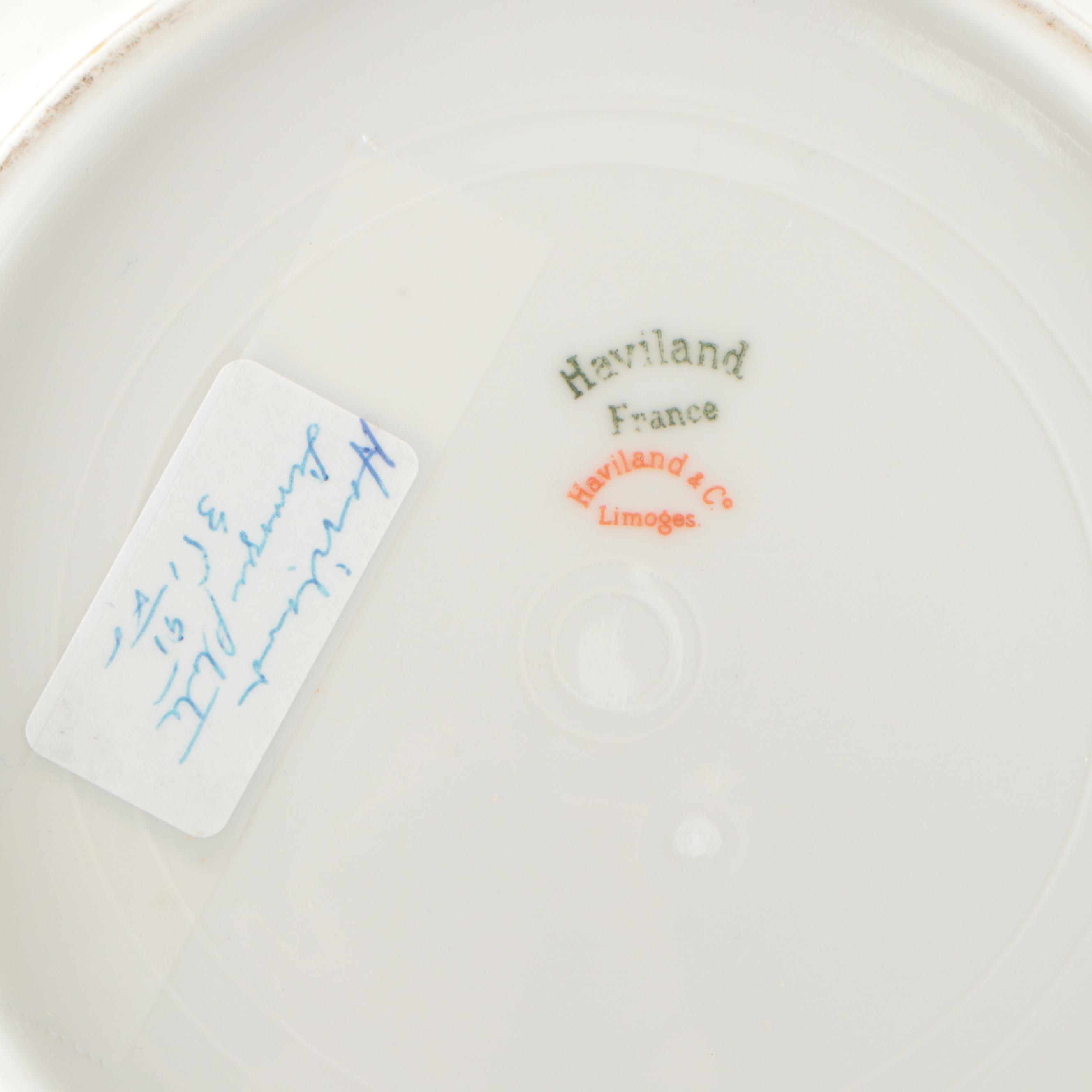 Theodore Haviland Gilt Porcelain Dinnerware with Pink Floral Motifs