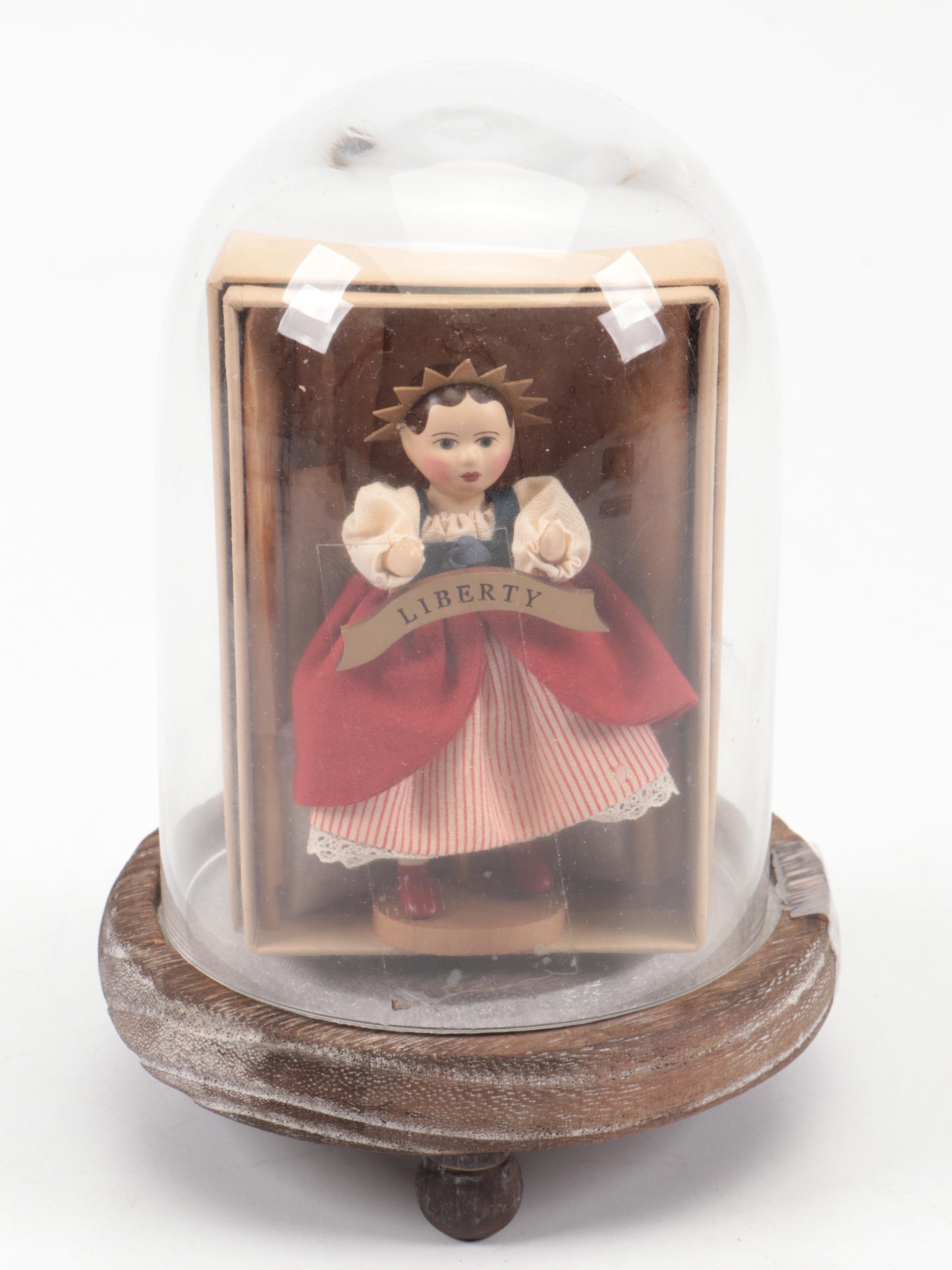 Gail Wilson Desings "Miss Liberty" Wooden Doll with Other Miniatures