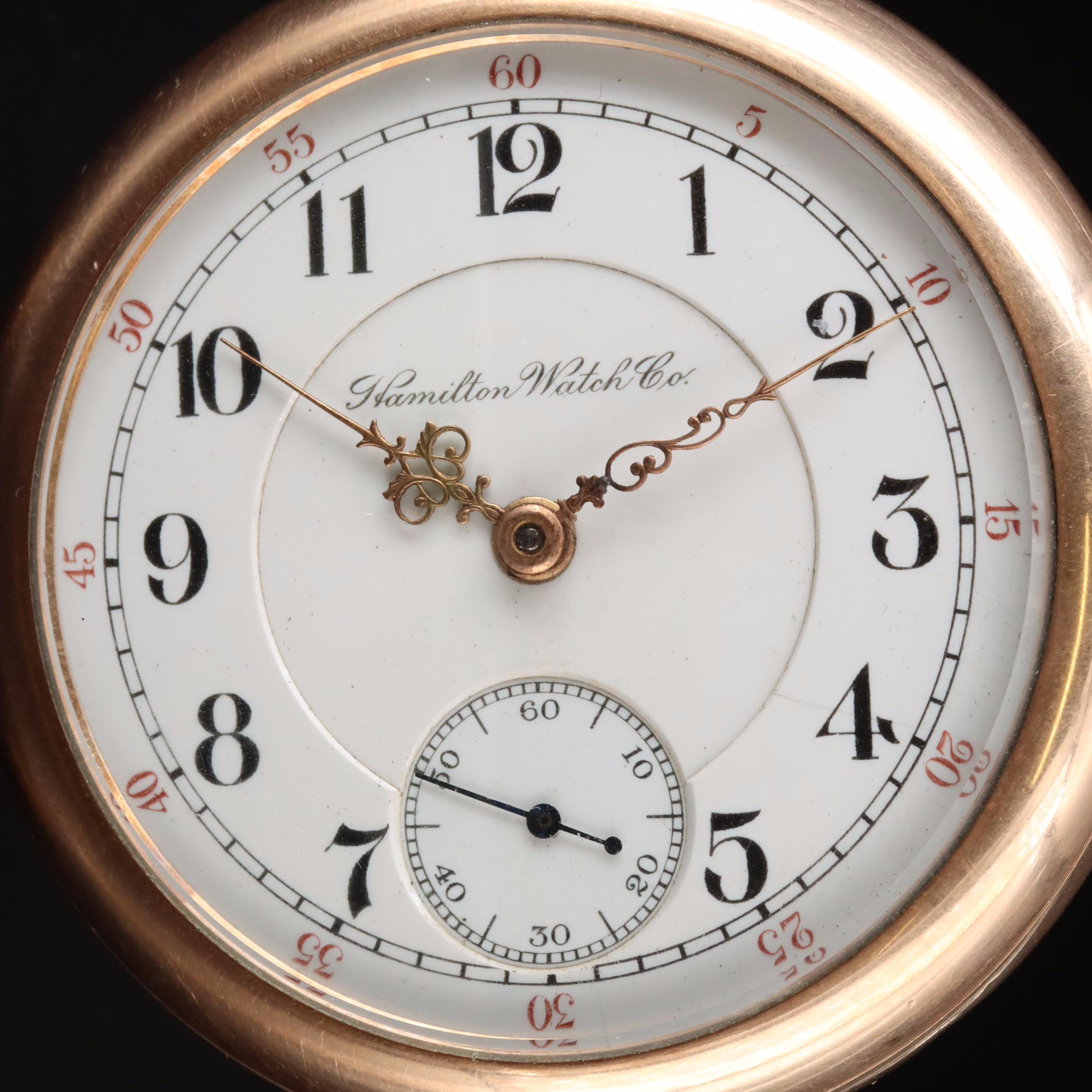 1903 Hamilton Watch Co. Side Winder Double Sunk Dial Pocket Watch