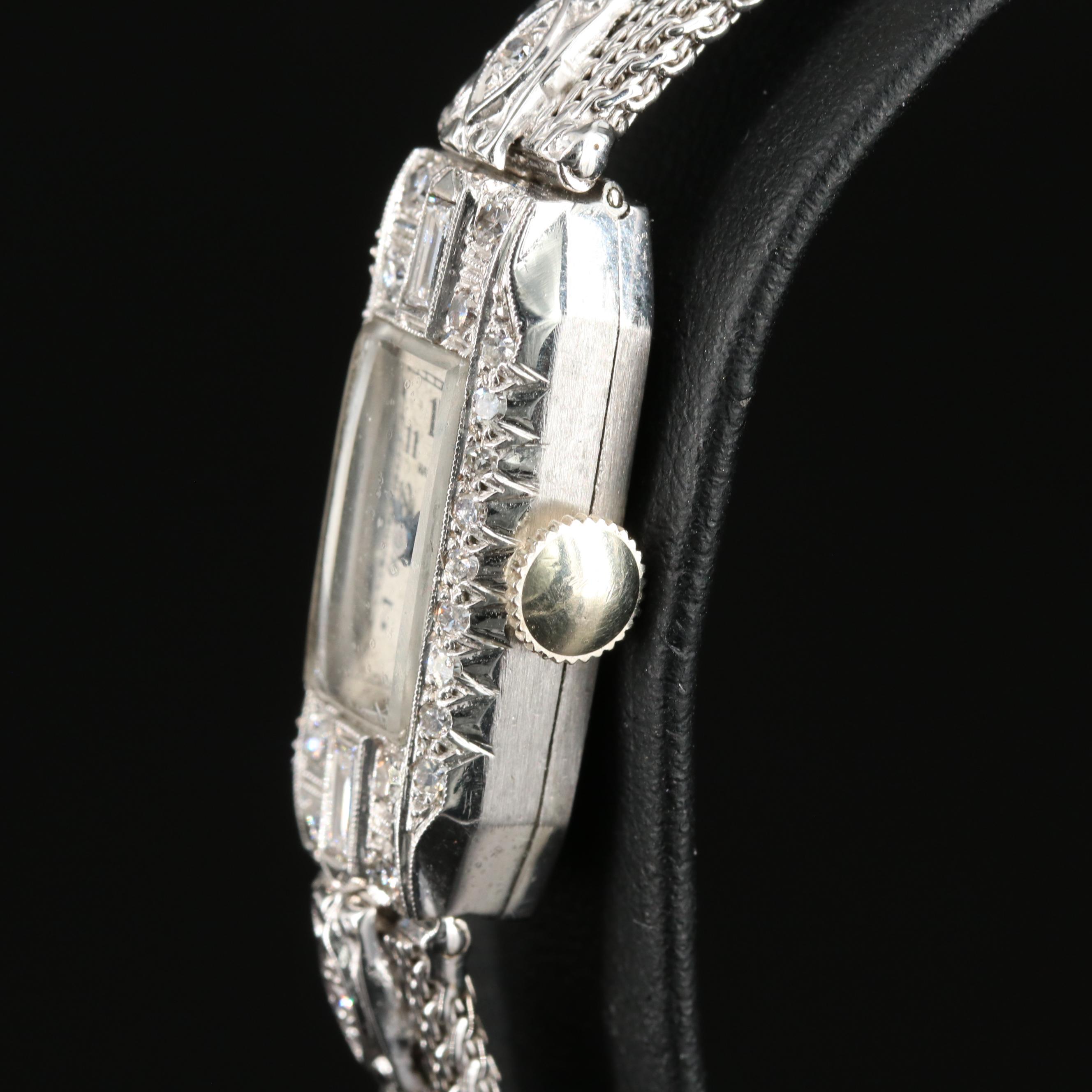 Vintage Platinum Harman Diamond Case and 14K Band Watch