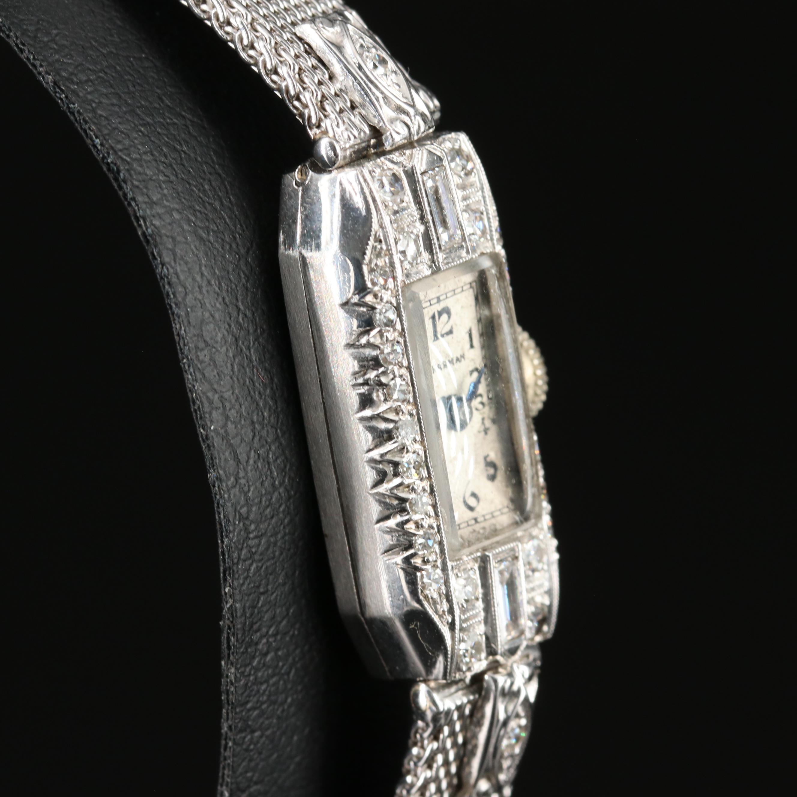 Vintage Platinum Harman Diamond Case and 14K Band Watch