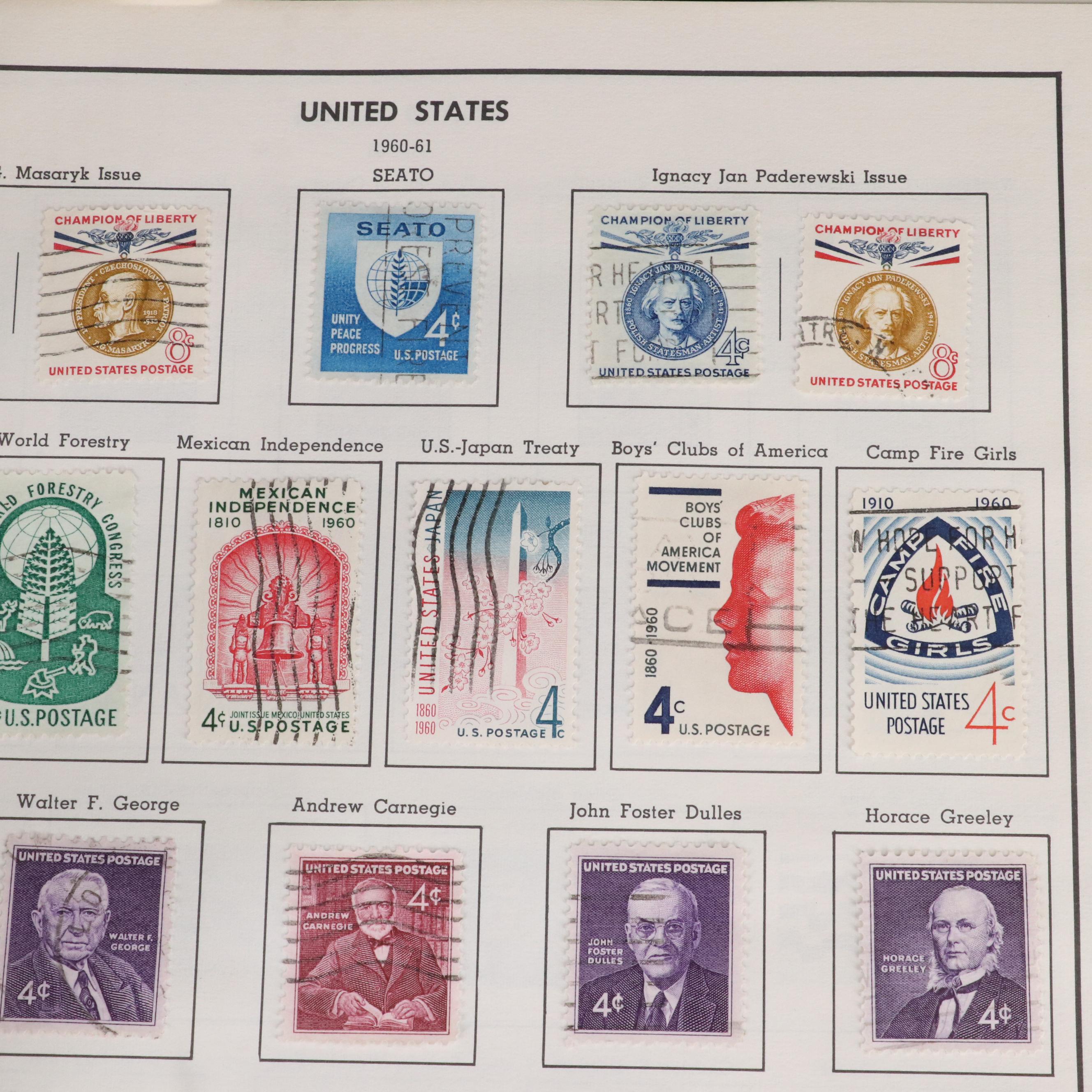 U.S. and World Stamp Collection in a Harris Citation Stamp Album