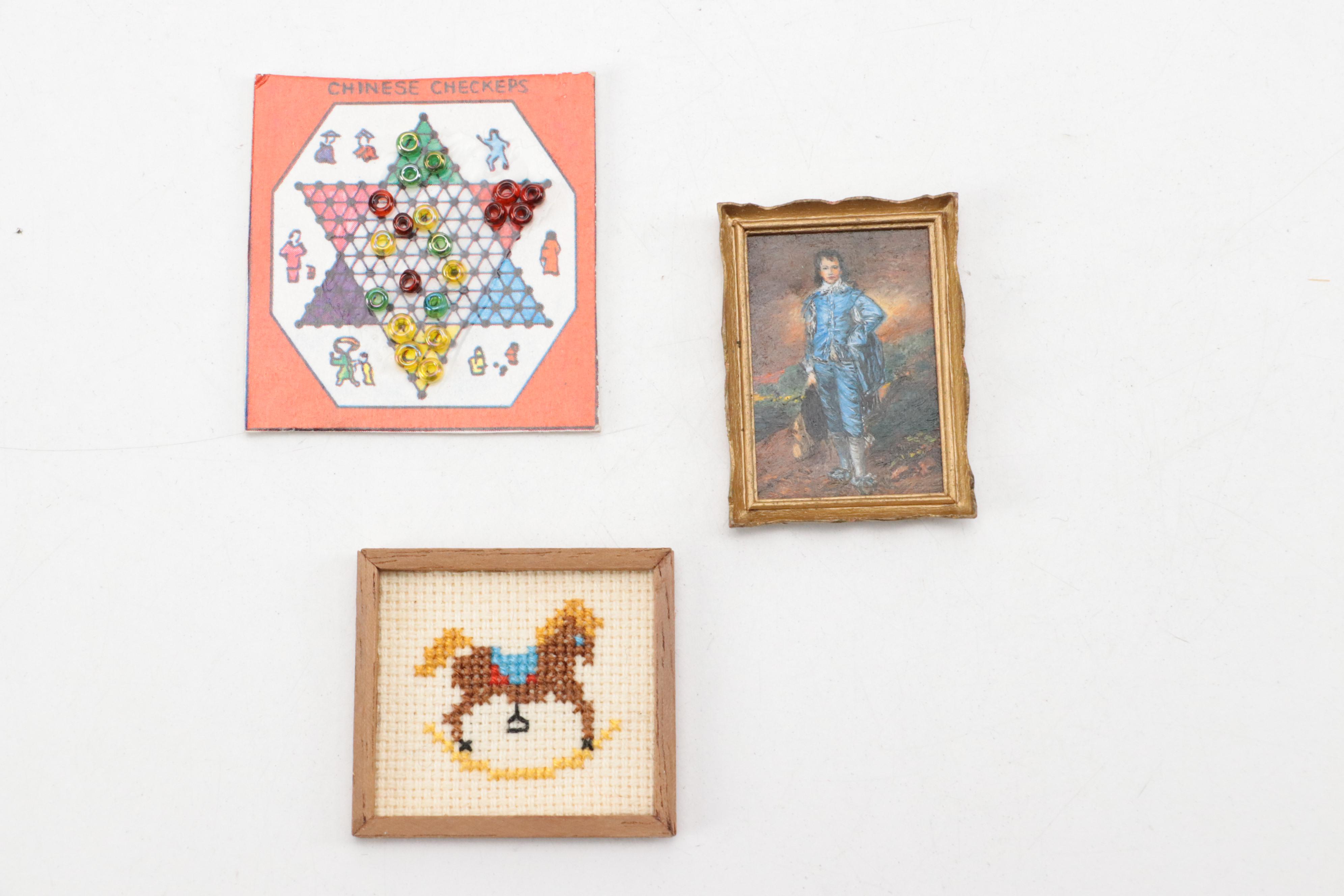 "The Blue Boy" by Gainsborough with Other Miniature Furniture and Décor