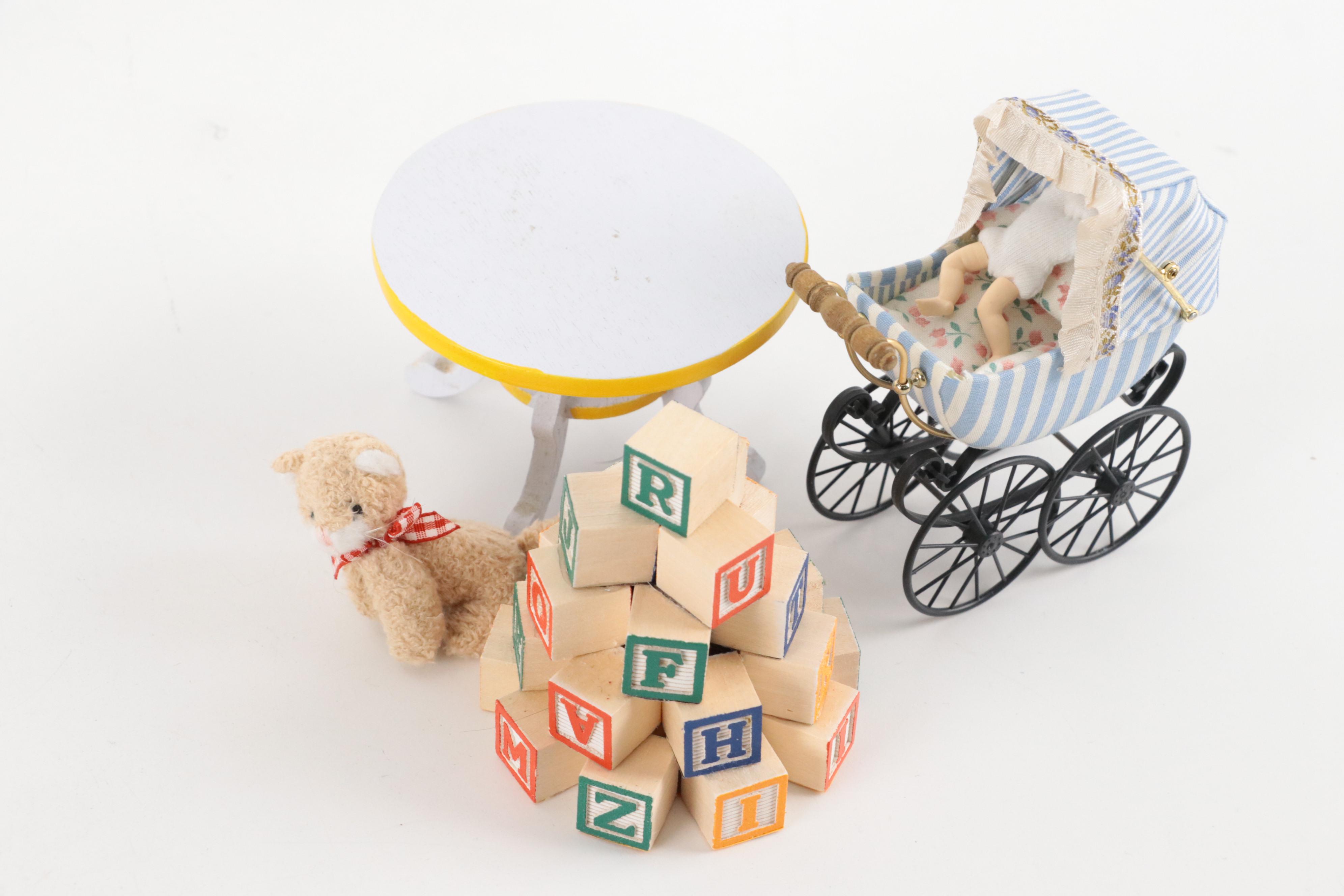 "The Blue Boy" by Gainsborough with Other Miniature Furniture and Décor