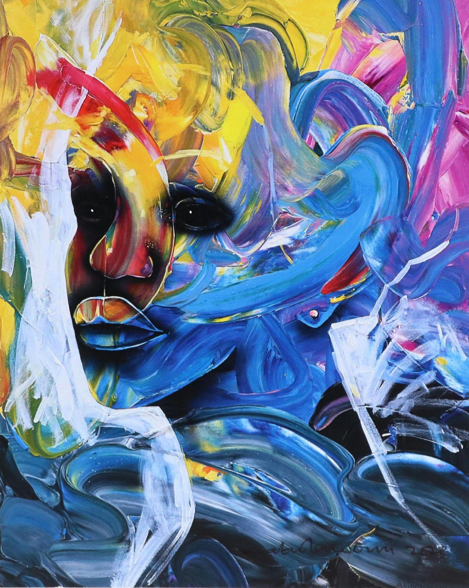 Abiola Idowu Abstract Figurative Offset Lithograph "Calm," 2023