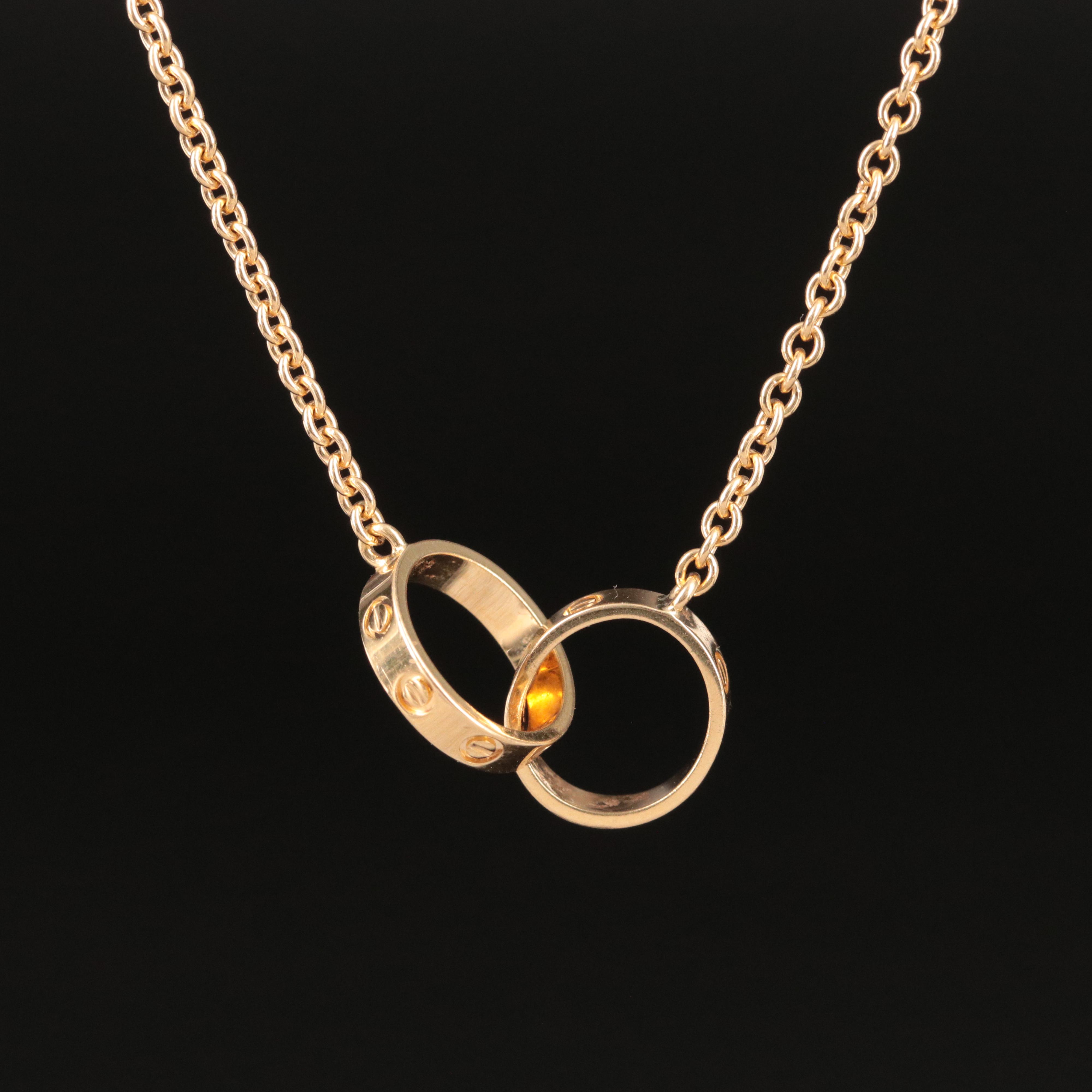 Cartier LOVE 18K Interlocking Rings Necklace