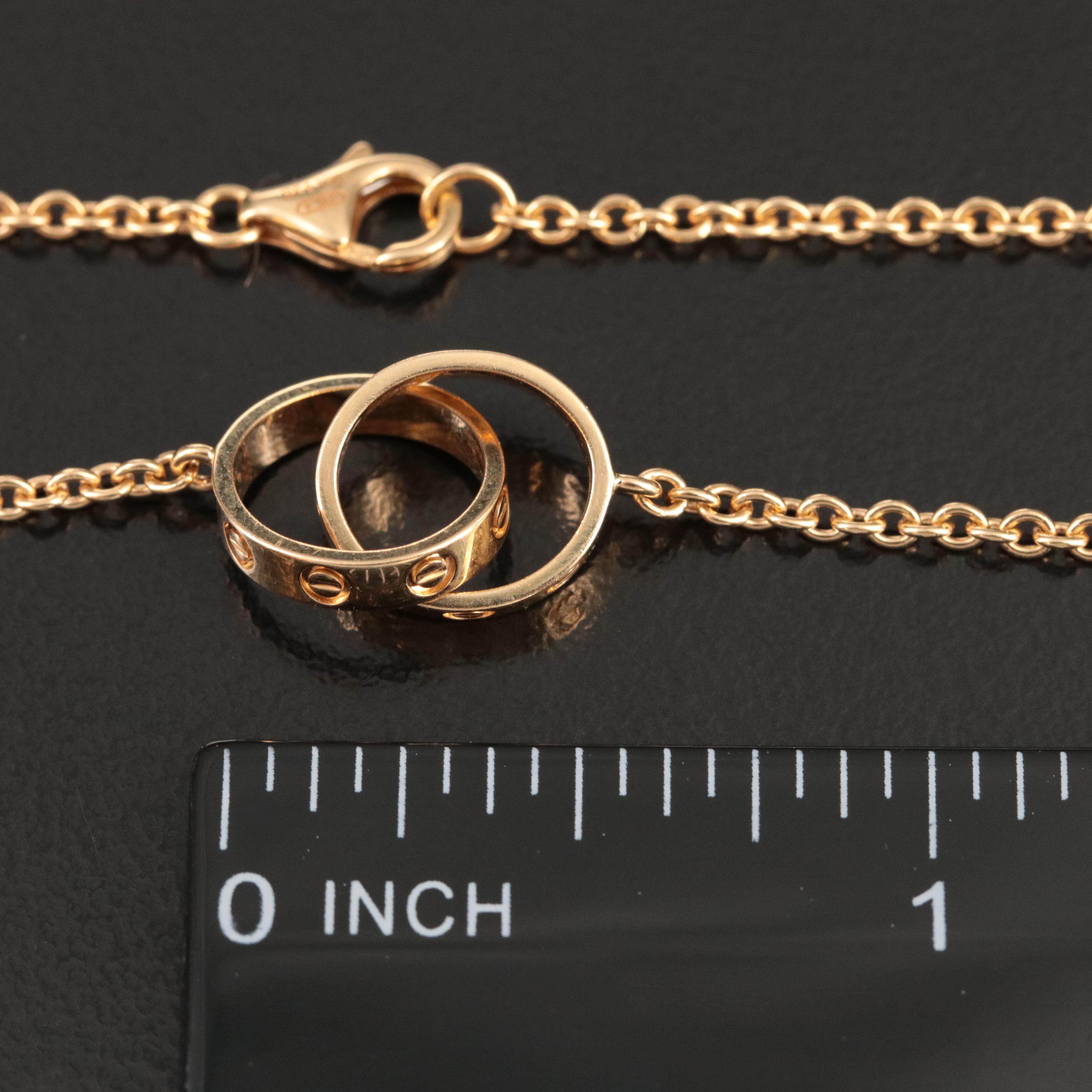 Cartier LOVE 18K Interlocking Rings Necklace