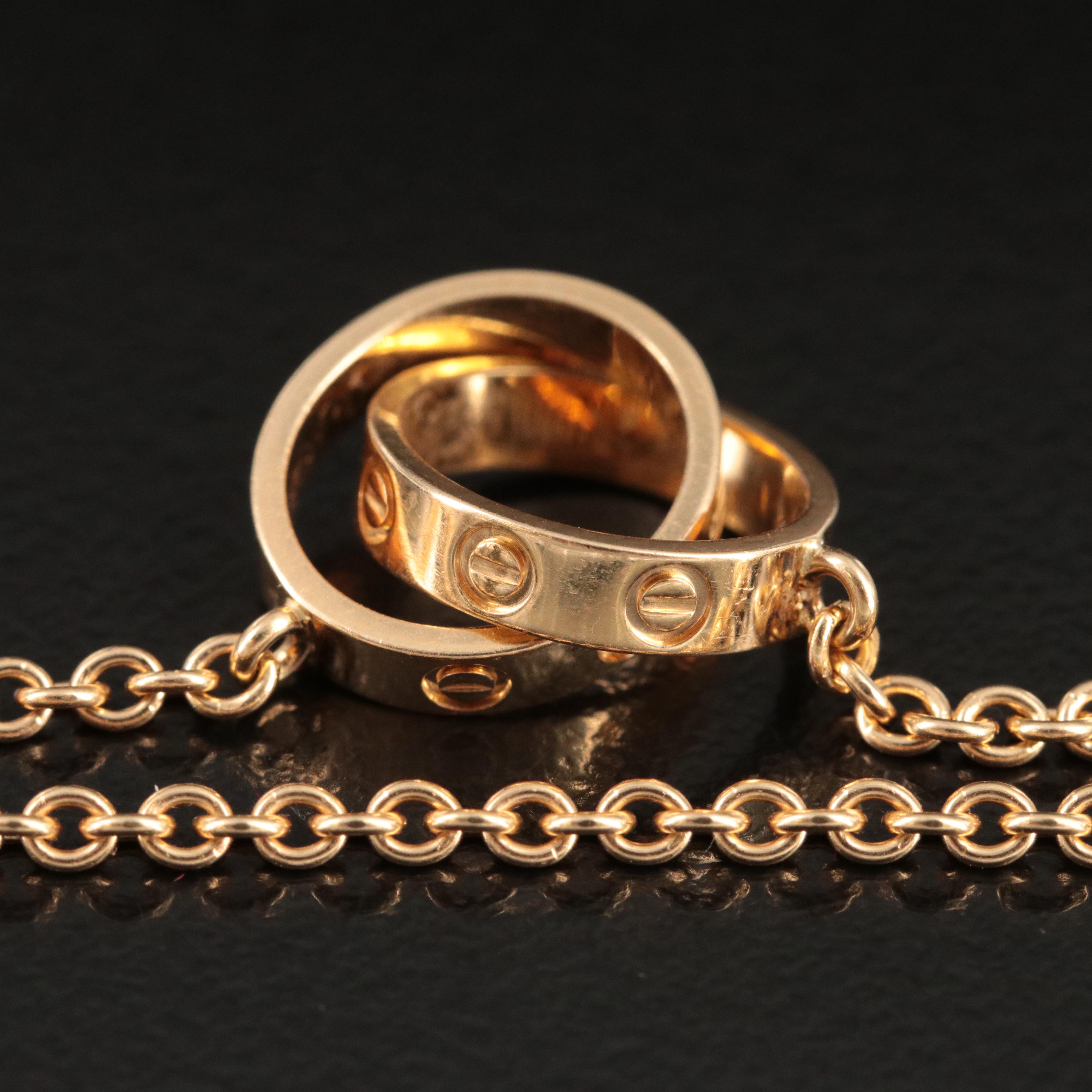 Cartier LOVE 18K Interlocking Rings Necklace