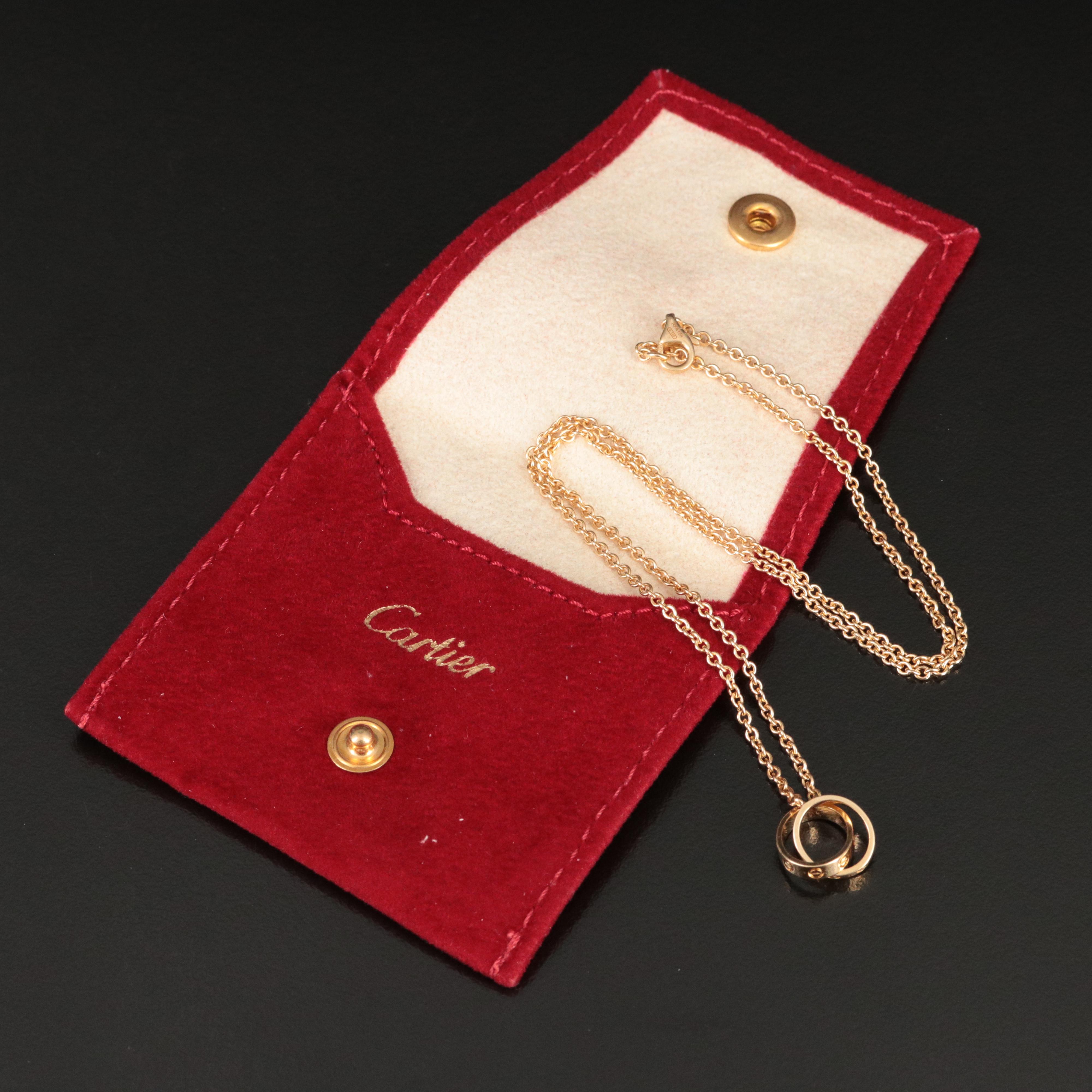 Cartier LOVE 18K Interlocking Rings Necklace