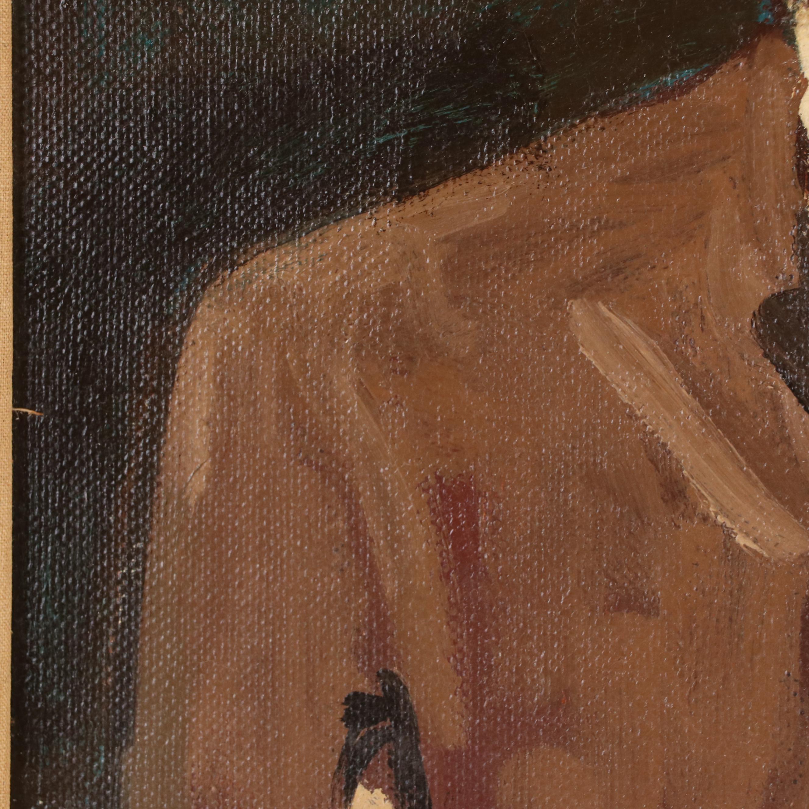 Moses Soyer Oil Painting Portrait of Woman, 1955