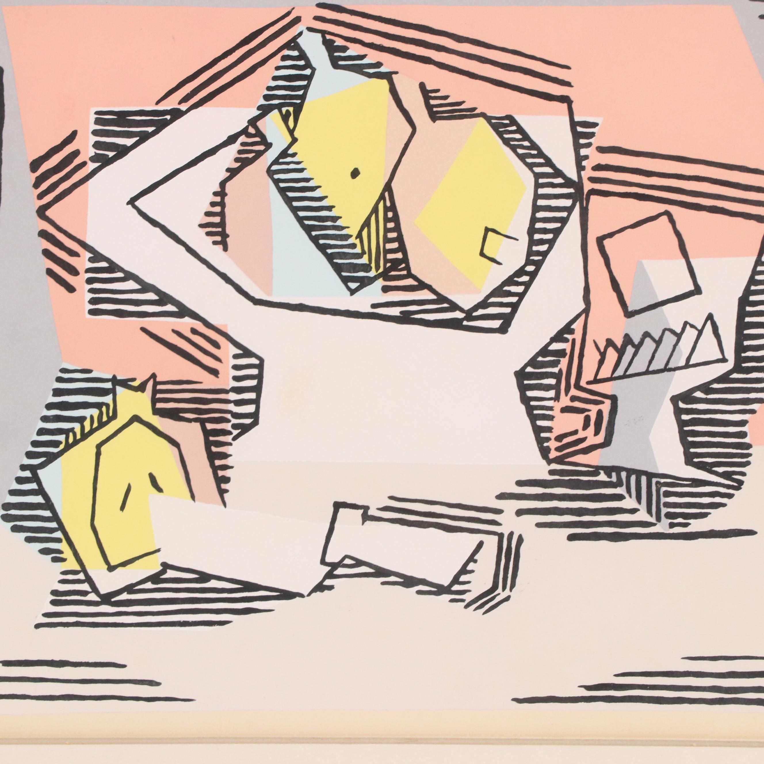 Pablo Picasso (After) Pochoir, Signed Edition, "Verre et Compotier," 1922