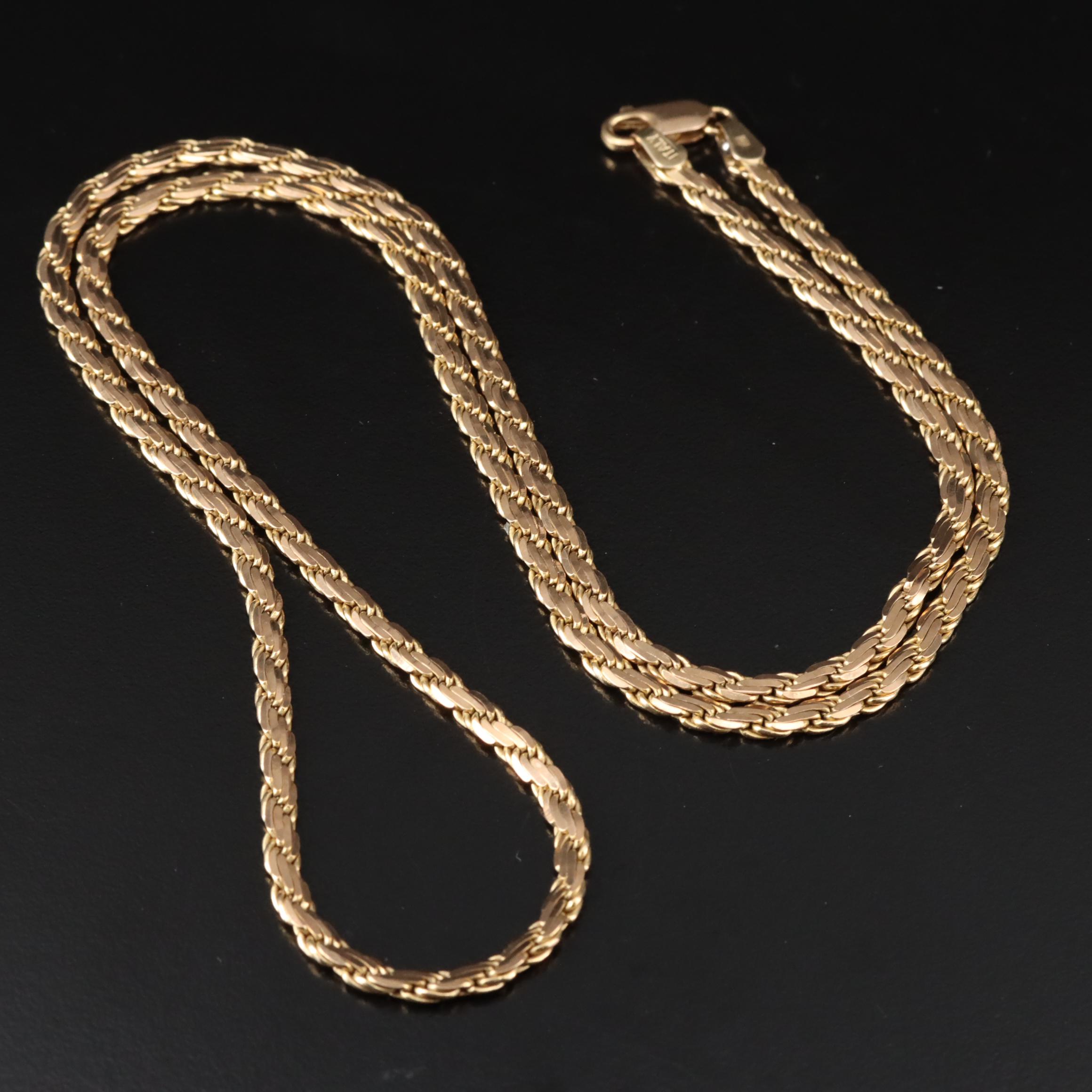 14K Flat Rope Chain Necklace