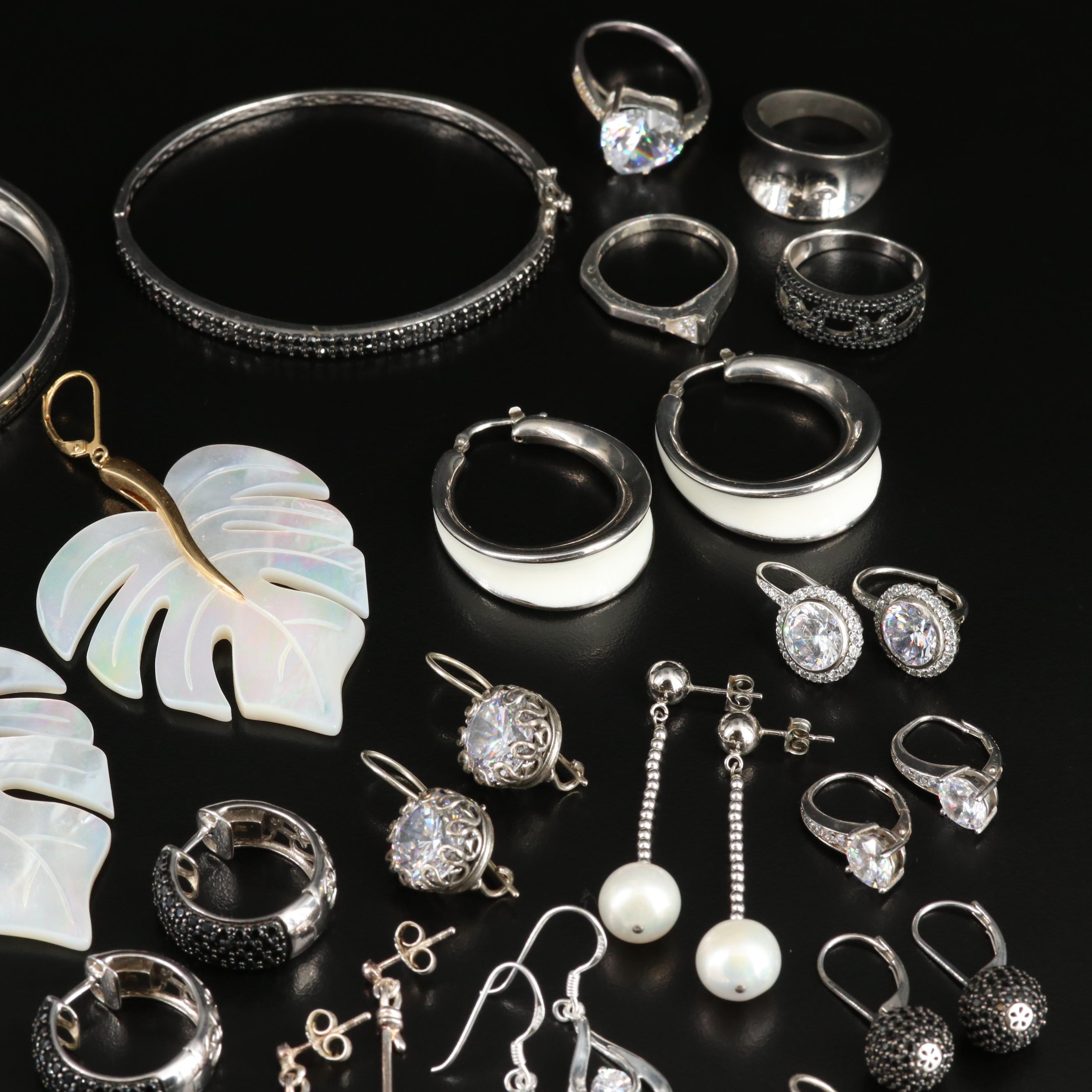 Sterling Jewelry Including Mother-of-Pearl, Pearl and CZ