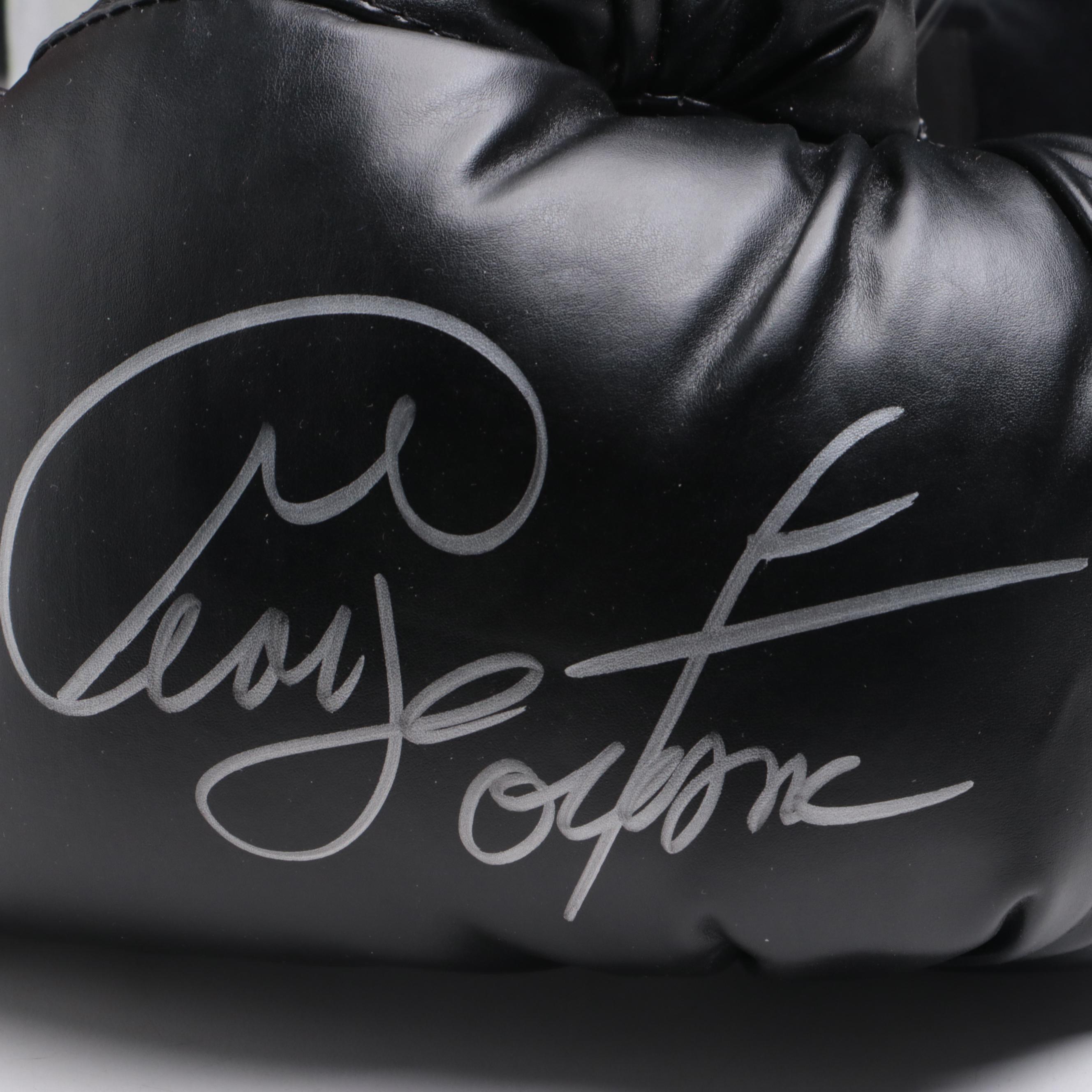 Mike Tyson Signed Print with George Foreman Signed Boxing Glove and More