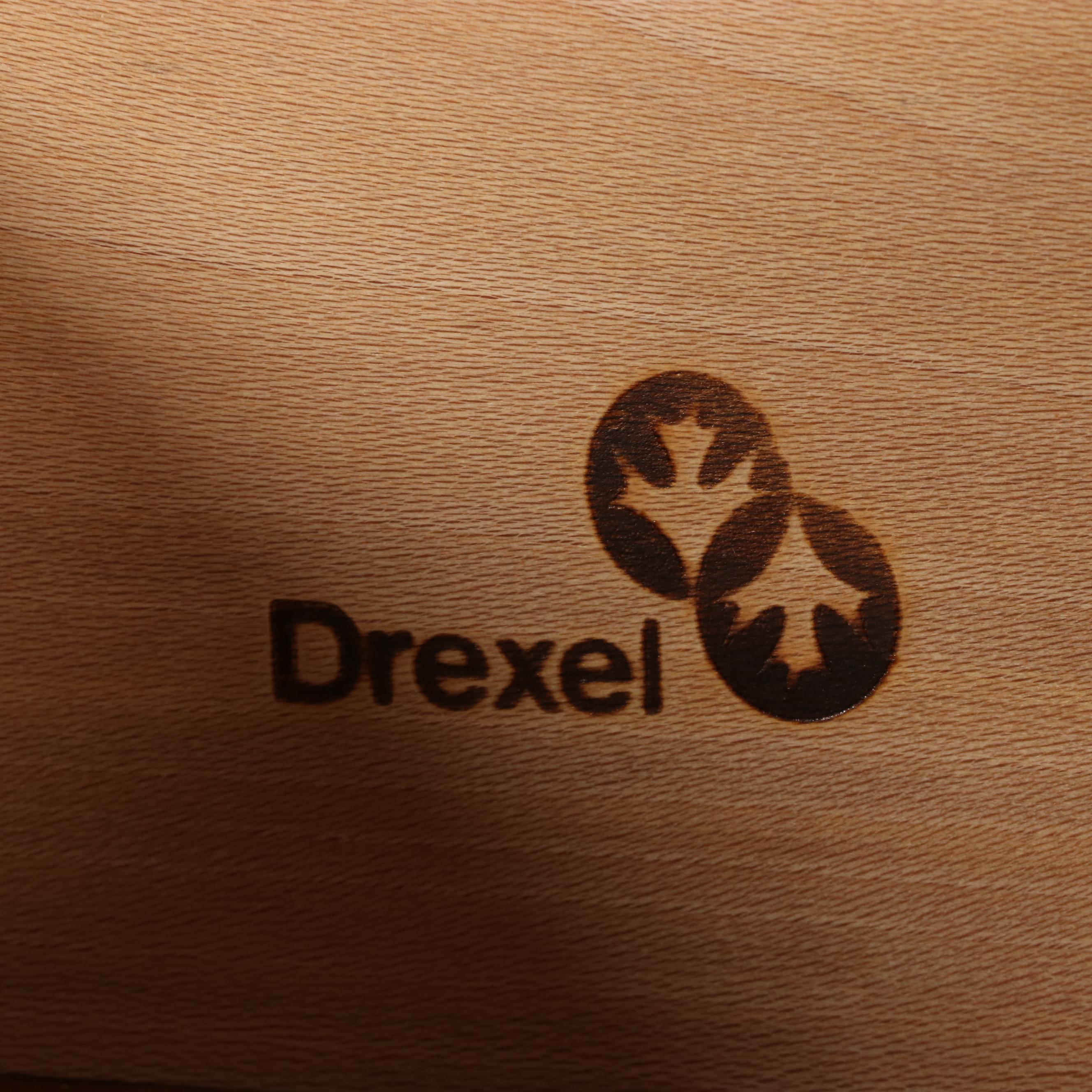 Pair of Drexel "Passage" Campaign Style Oak Nightstands, Late 20th Century