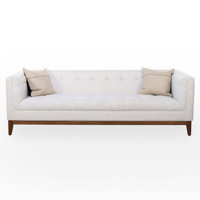TOV Furniture Modernist Style Hardwood and Tufted Linen Sofa