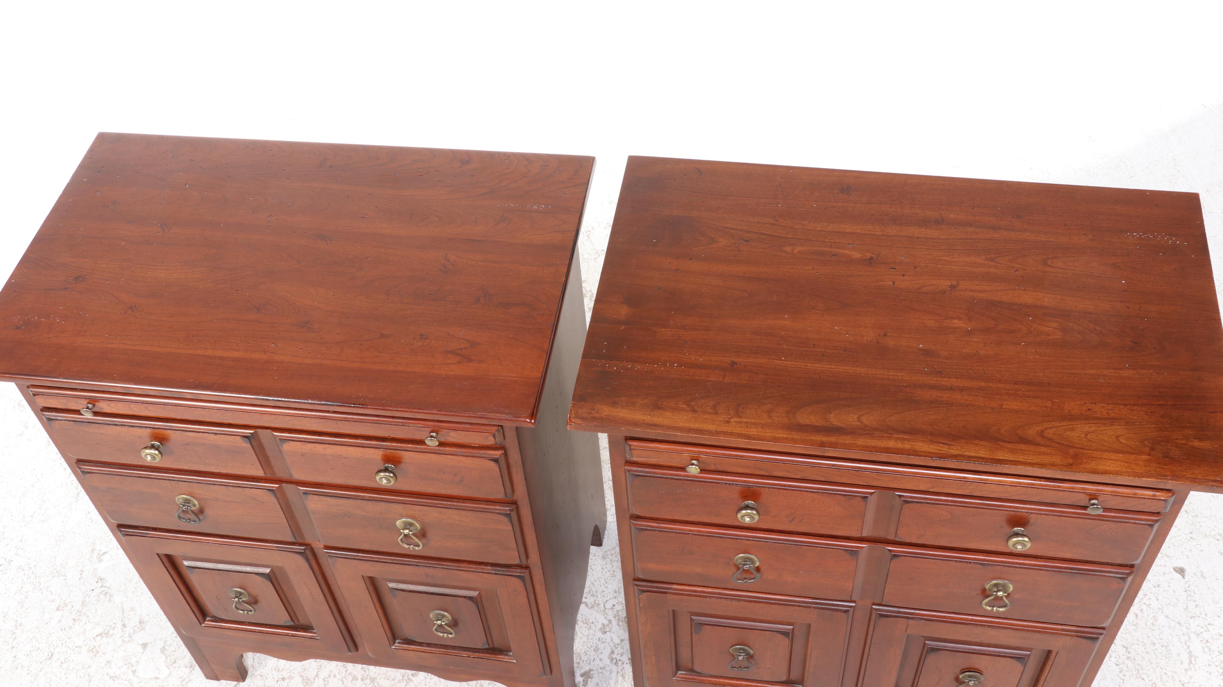 Pair of Ducks Unlimited for Kincaid American Primitive Style Cherry Nightstands