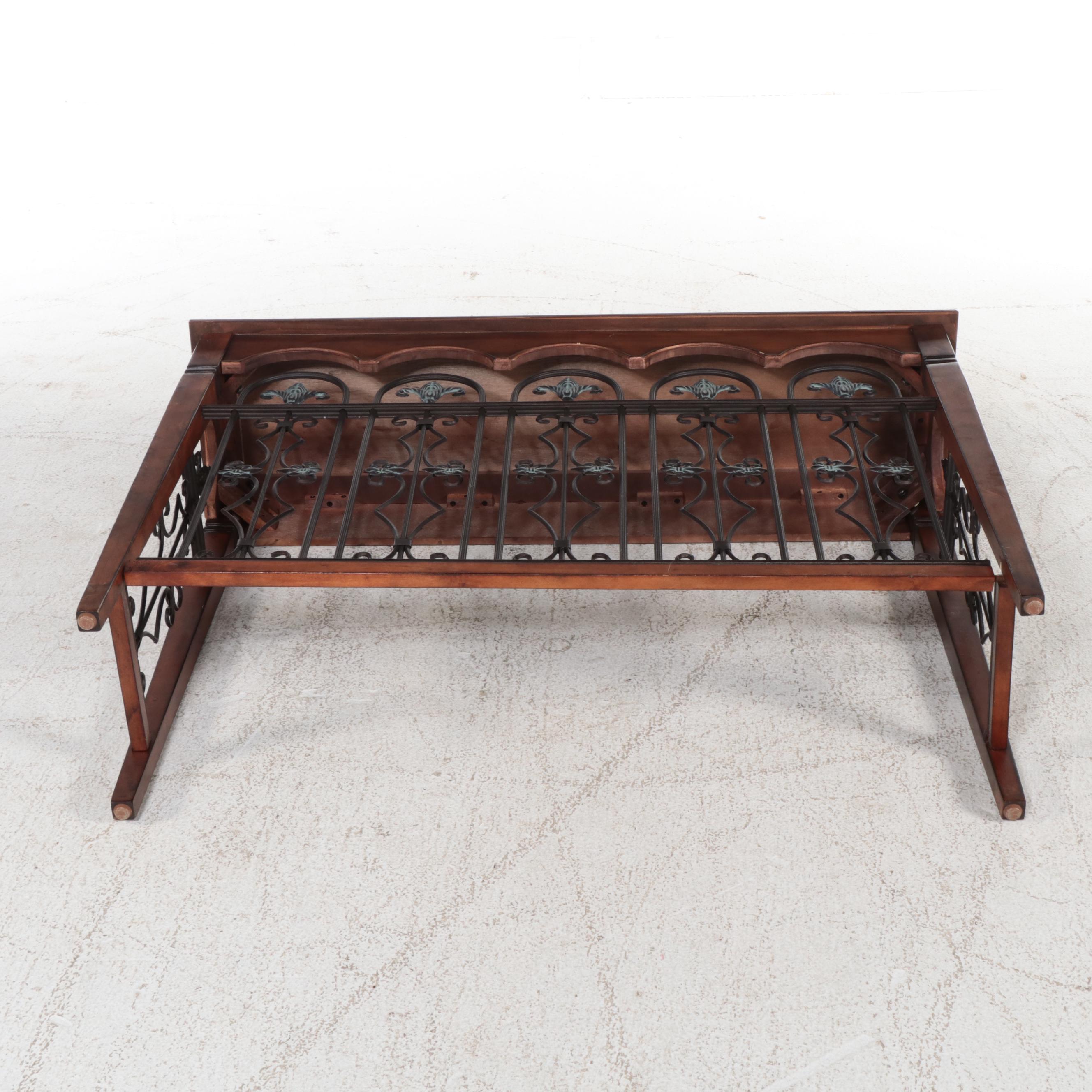 Contemporary Wood and Metal "Gate" Console Table