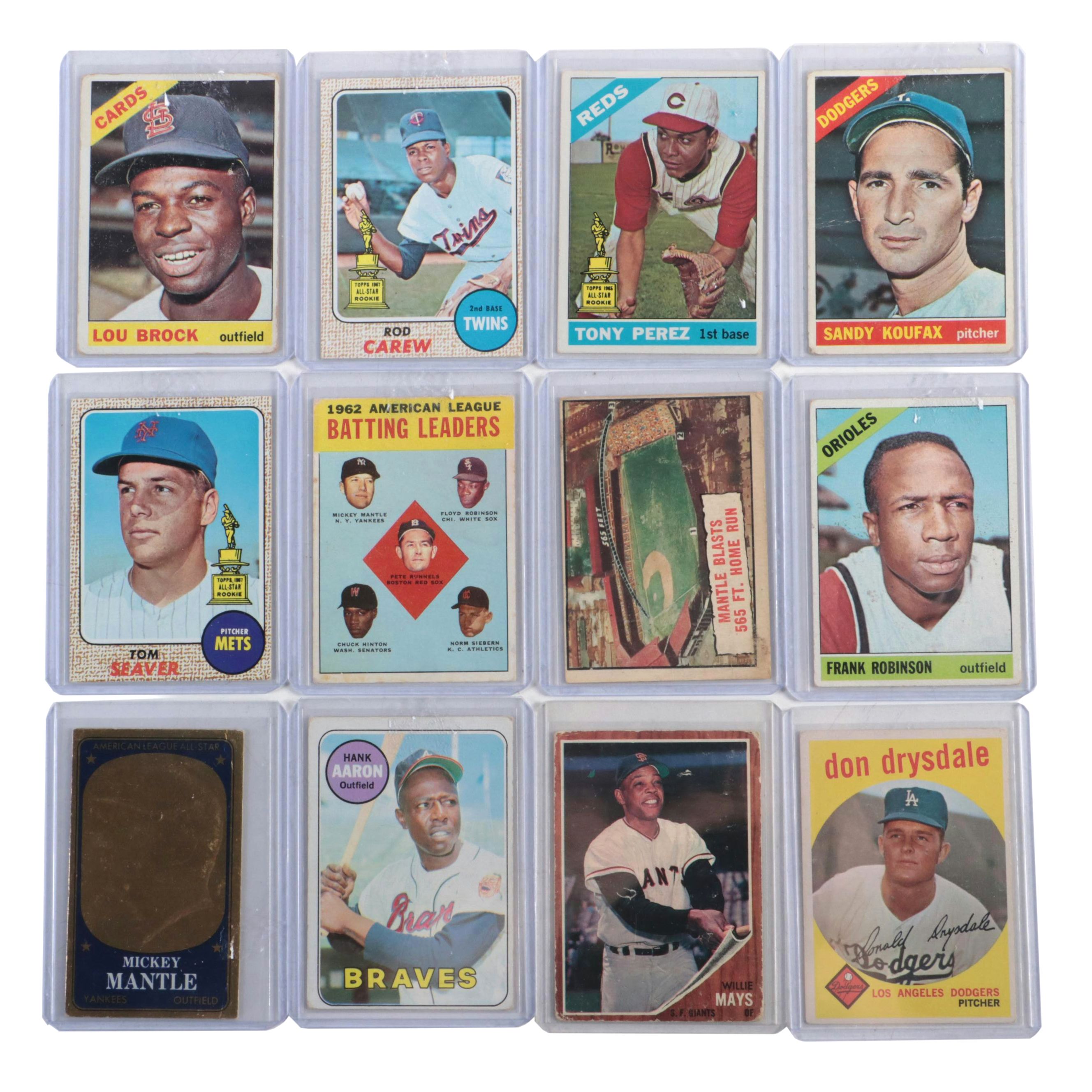 Topps Baseball Cards Featuring Mickey Mantle, Hank Aaron, and More, 1959–1969