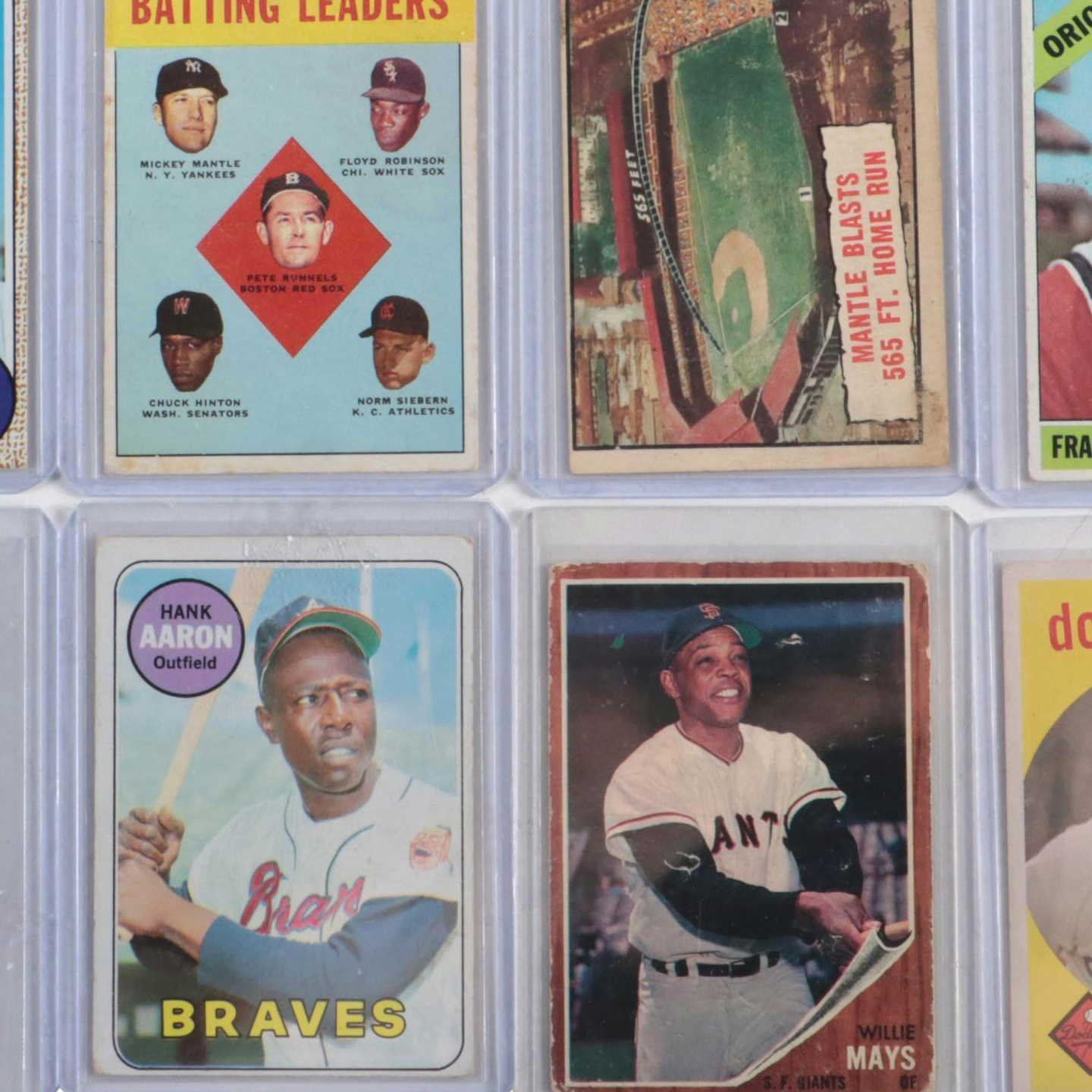 Topps Baseball Cards Featuring Mickey Mantle, Hank Aaron, and More, 1959–1969