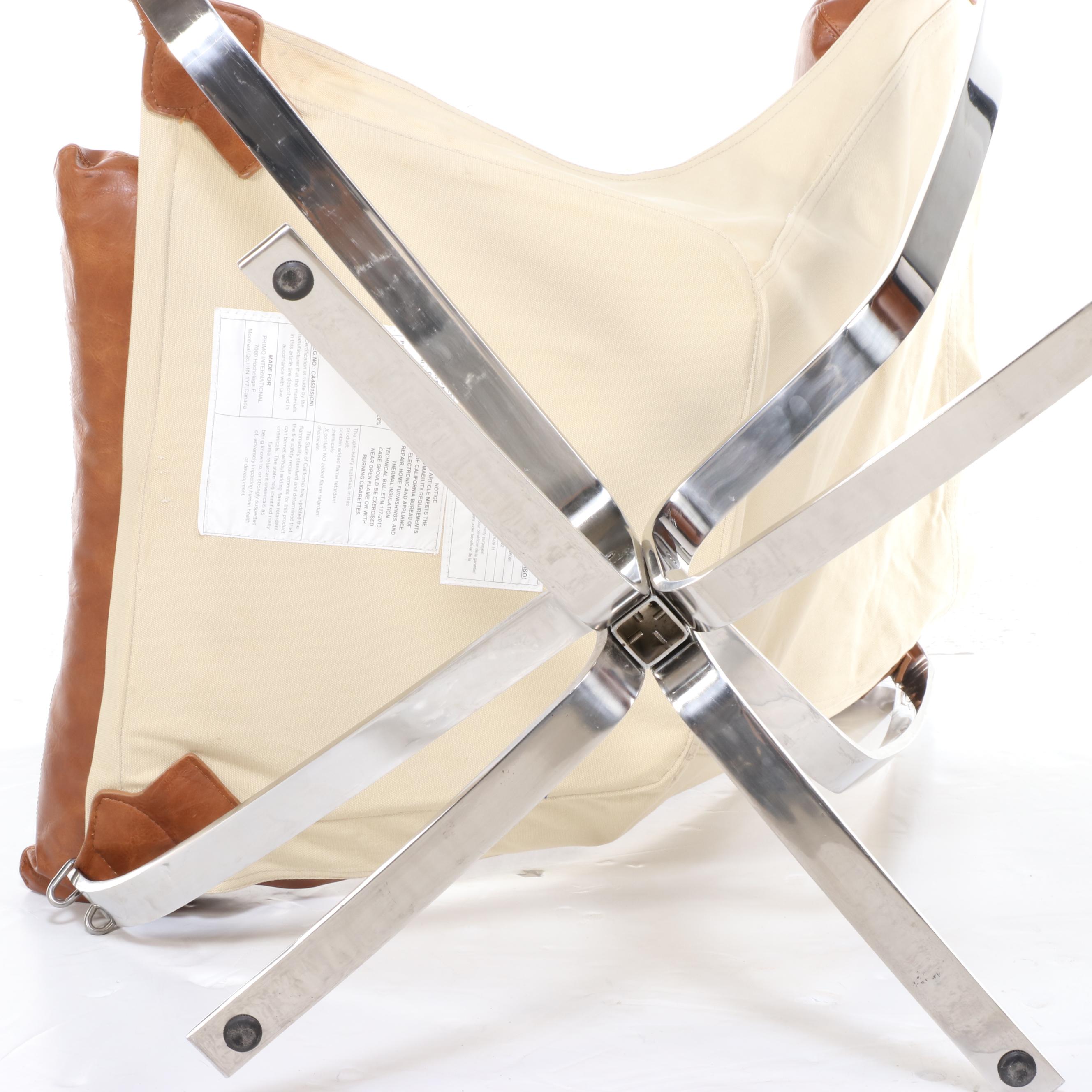 Sigurd Ressell Style Chromed Metal, Leather and Fabric Falcon Chair