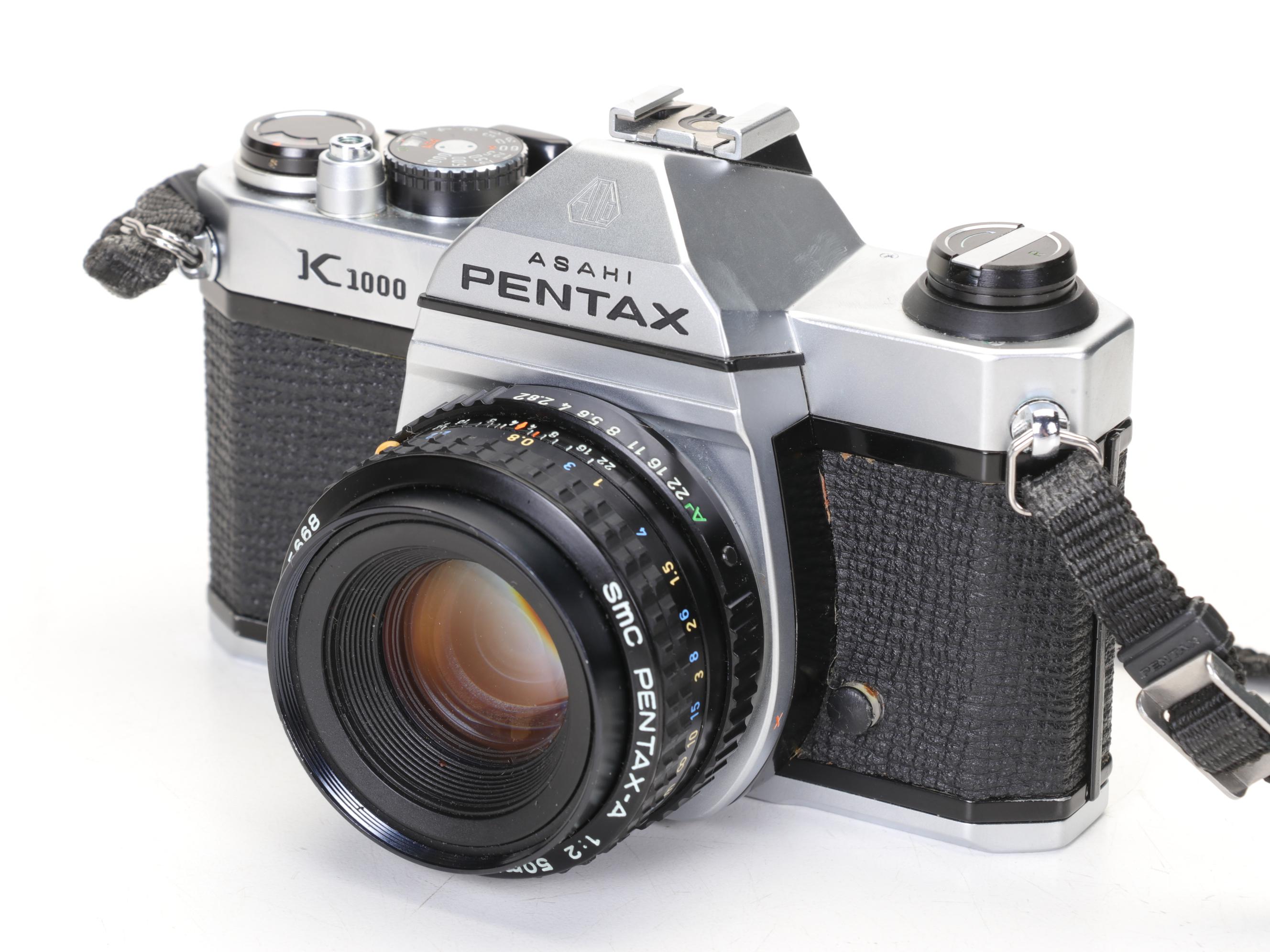 Asahi Pentax K1000 Film Camera with Lens and Camera Bag, 1976