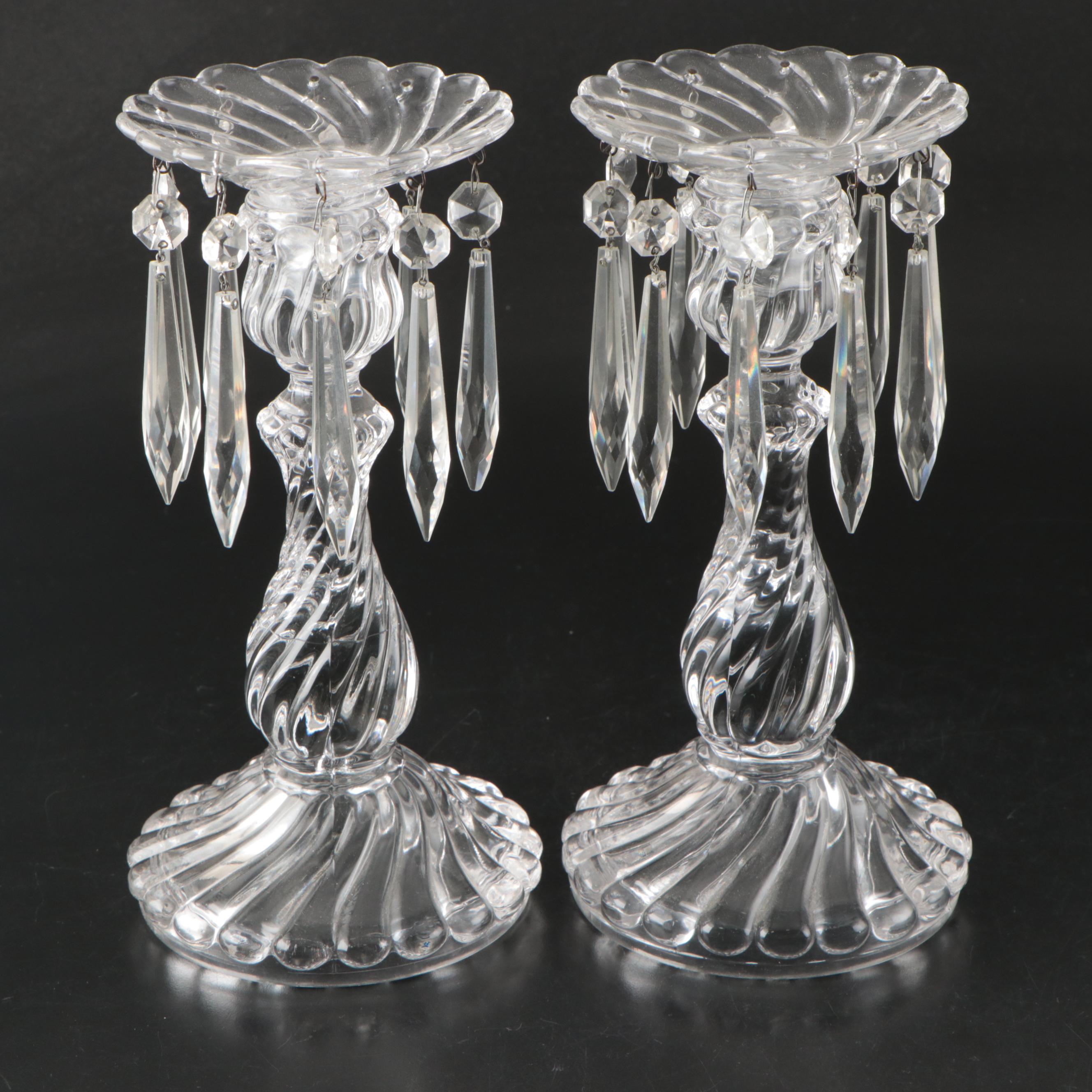 Fostoria "Colony" Crystal Single Light Candlestick Lustres