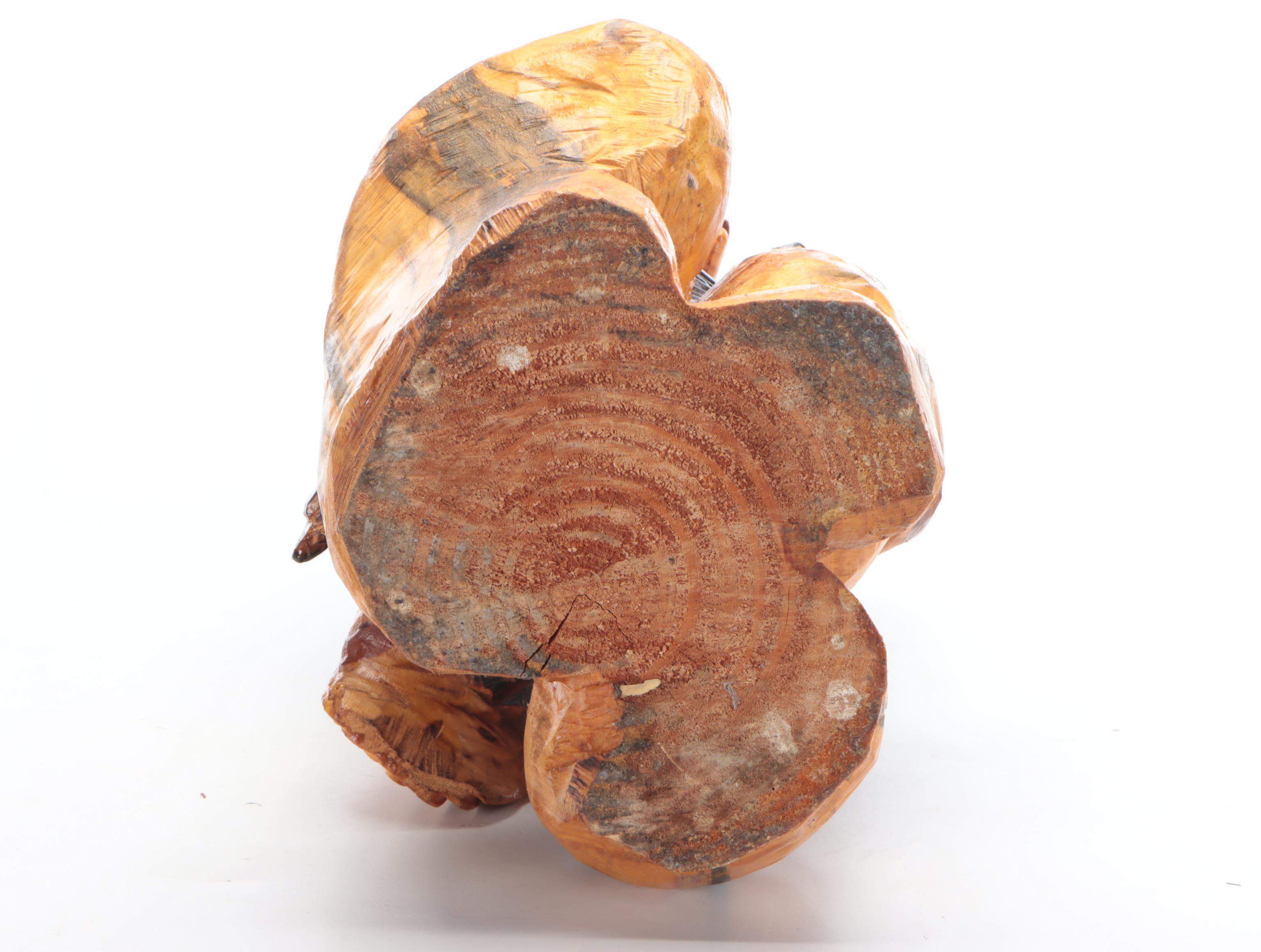 Handmade Carved Wood Sculpture of Bald Eagle