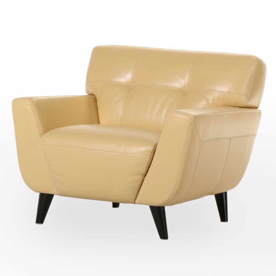 Chateau D'ax Modernist Style Yellow Leather Lounge Chair