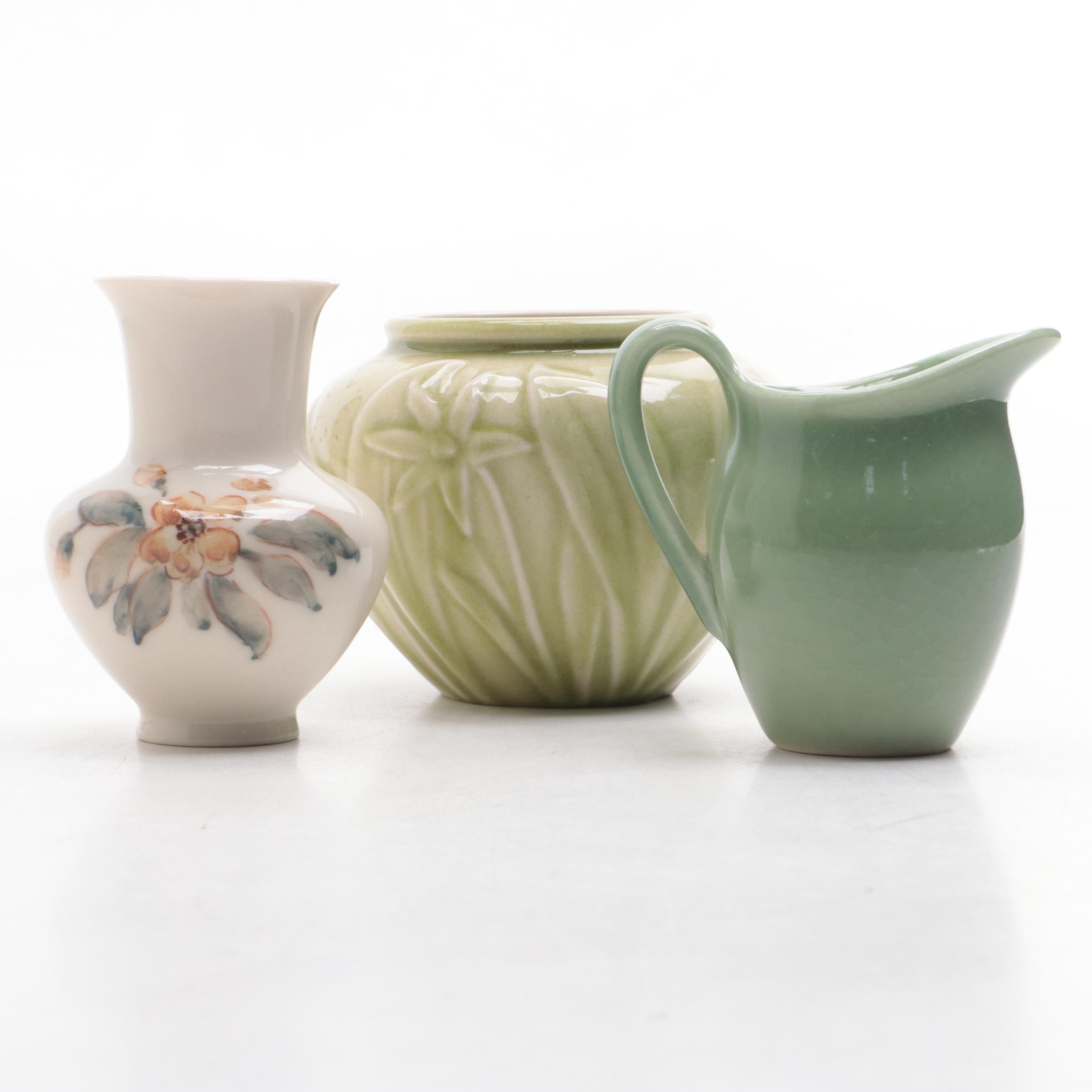 Rookwood Pottery Hand-Painted Dogwood Vase With Daffodil Planter, Ewer