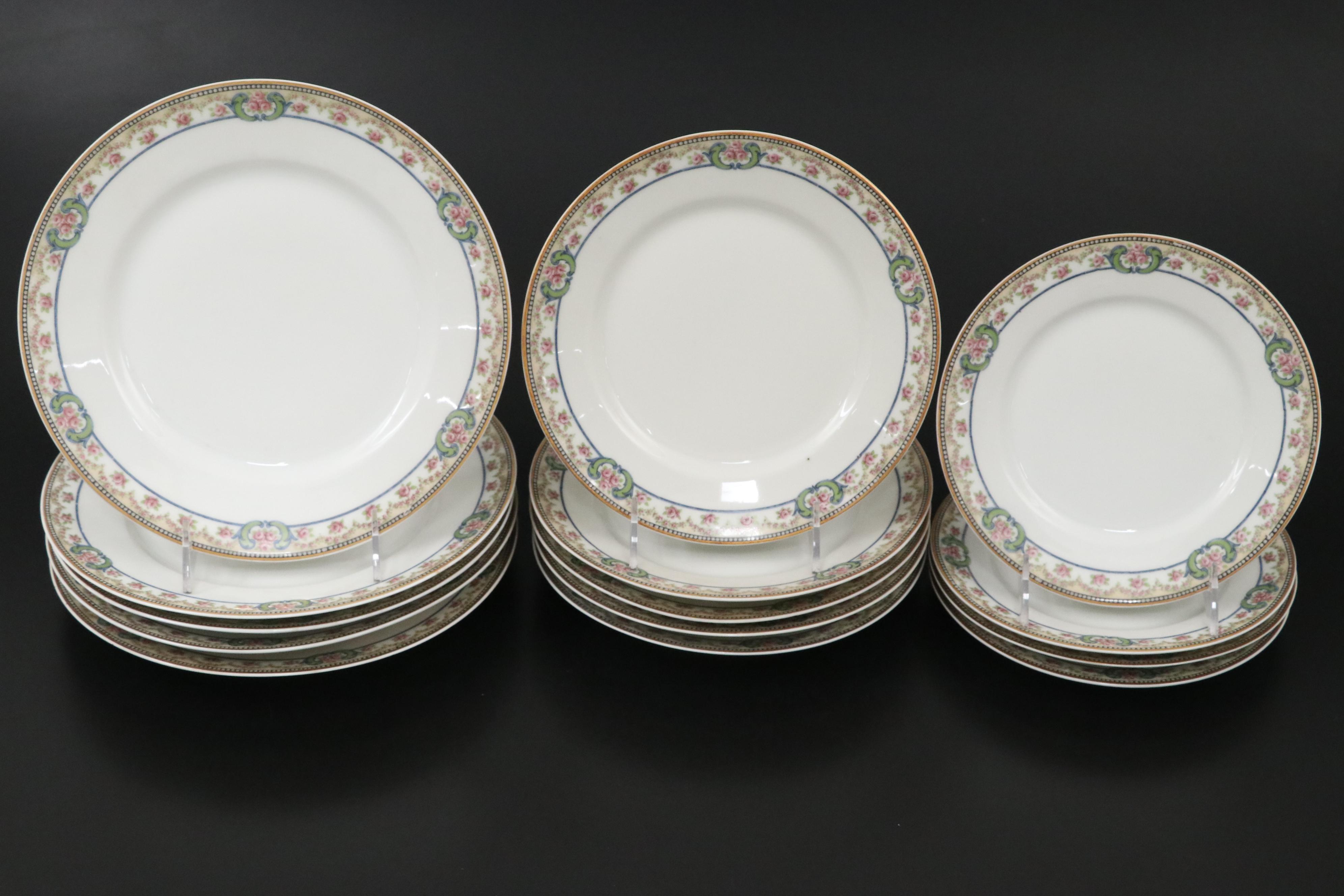 Theodore Haviland and Noritake Porcelain Dinnerware with Floral Motifs