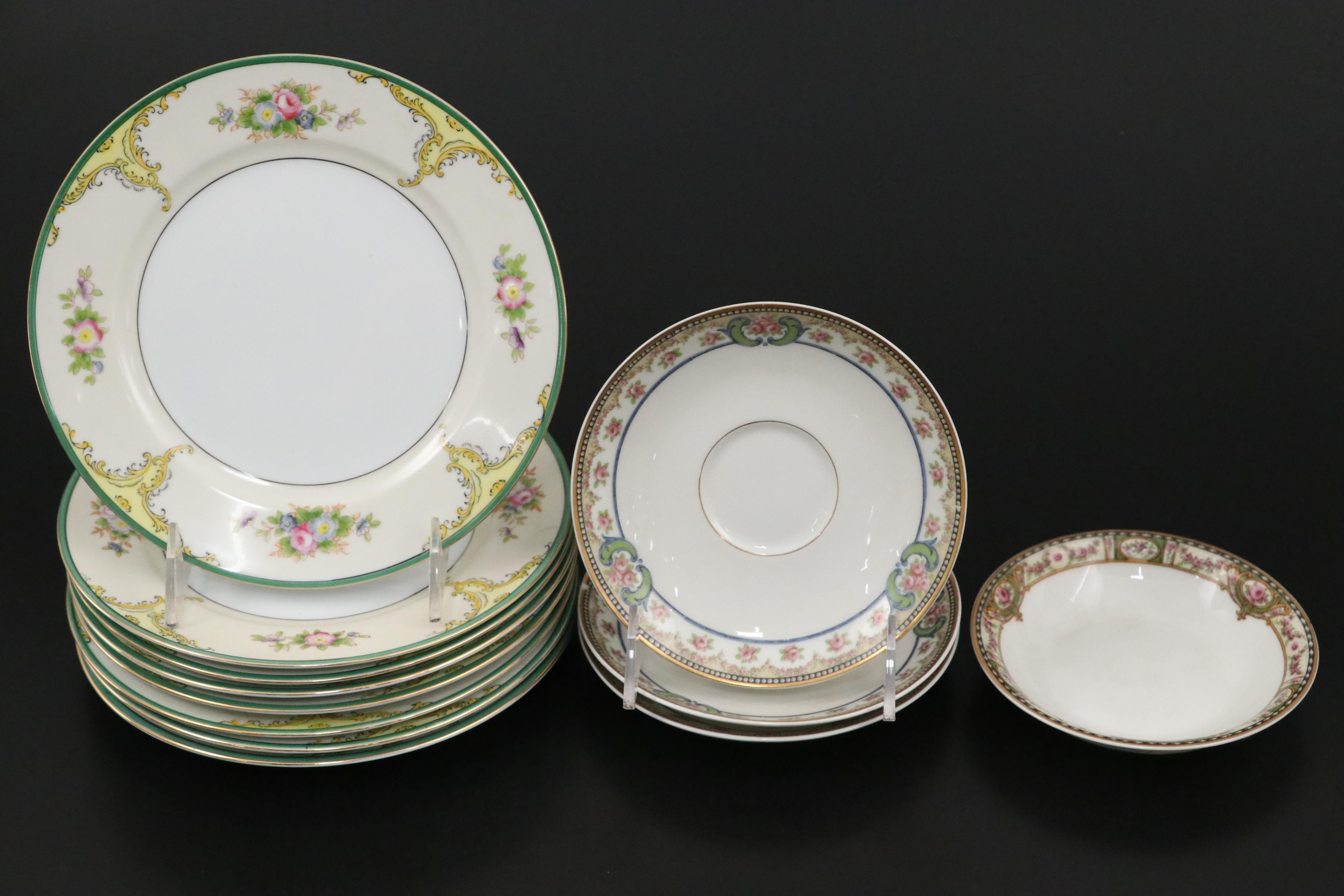 Theodore Haviland and Noritake Porcelain Dinnerware with Floral Motifs