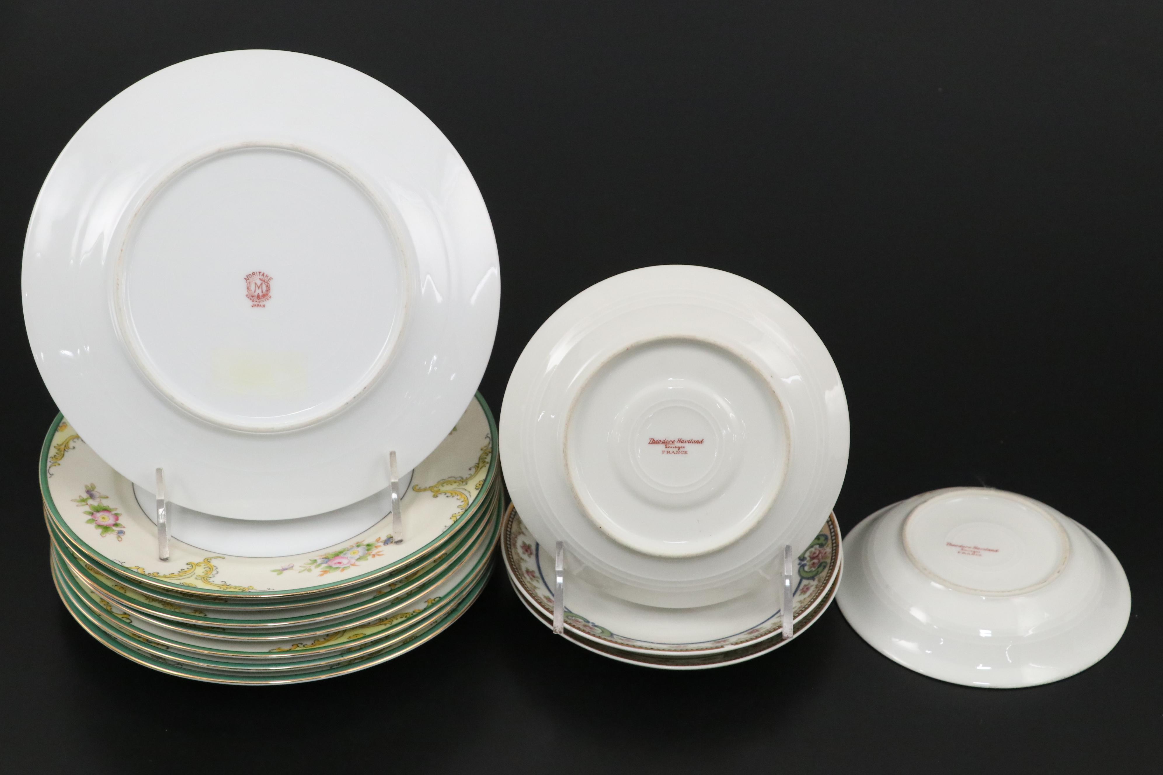 Theodore Haviland and Noritake Porcelain Dinnerware with Floral Motifs