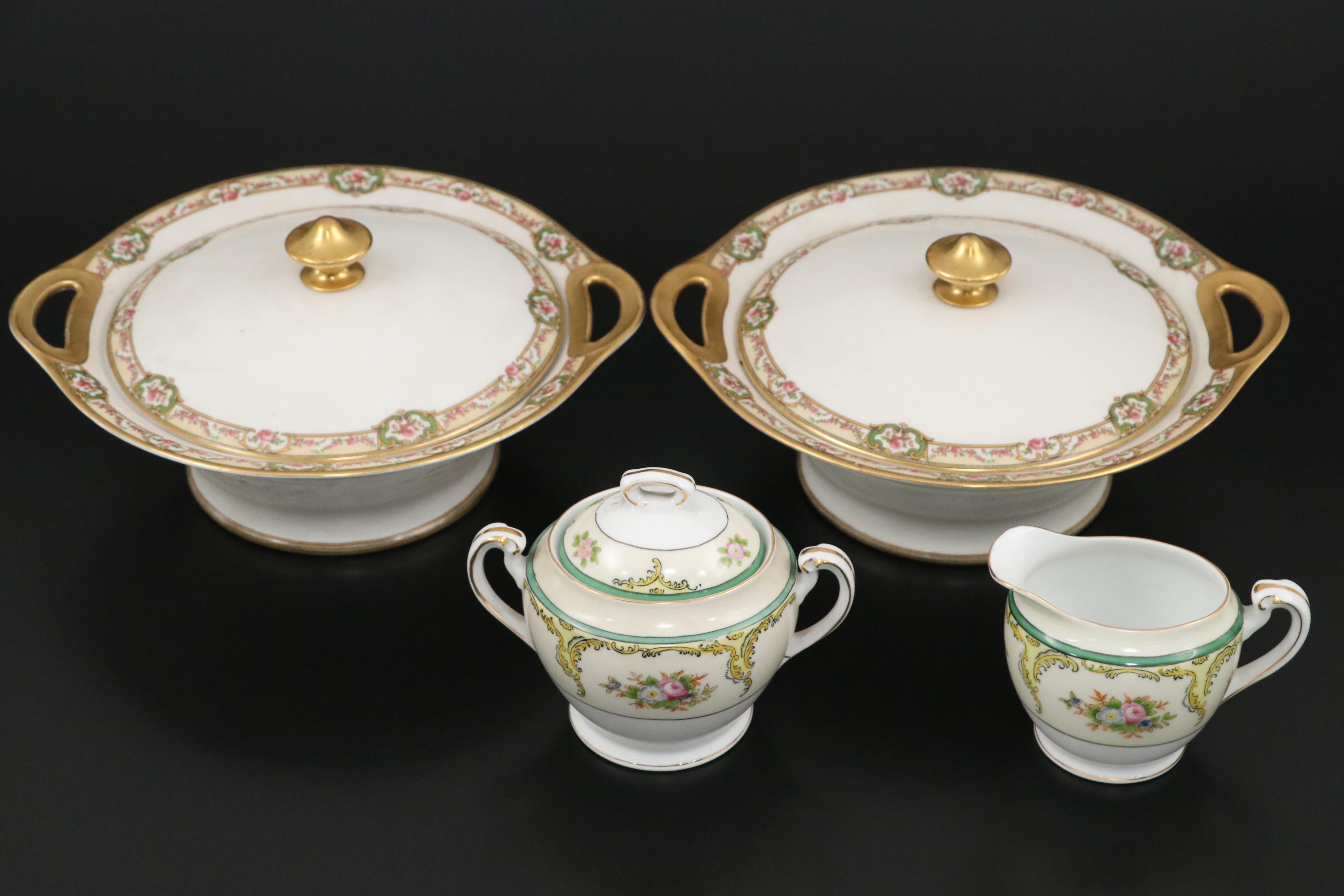 Theodore Haviland and Noritake Porcelain Dinnerware with Floral Motifs