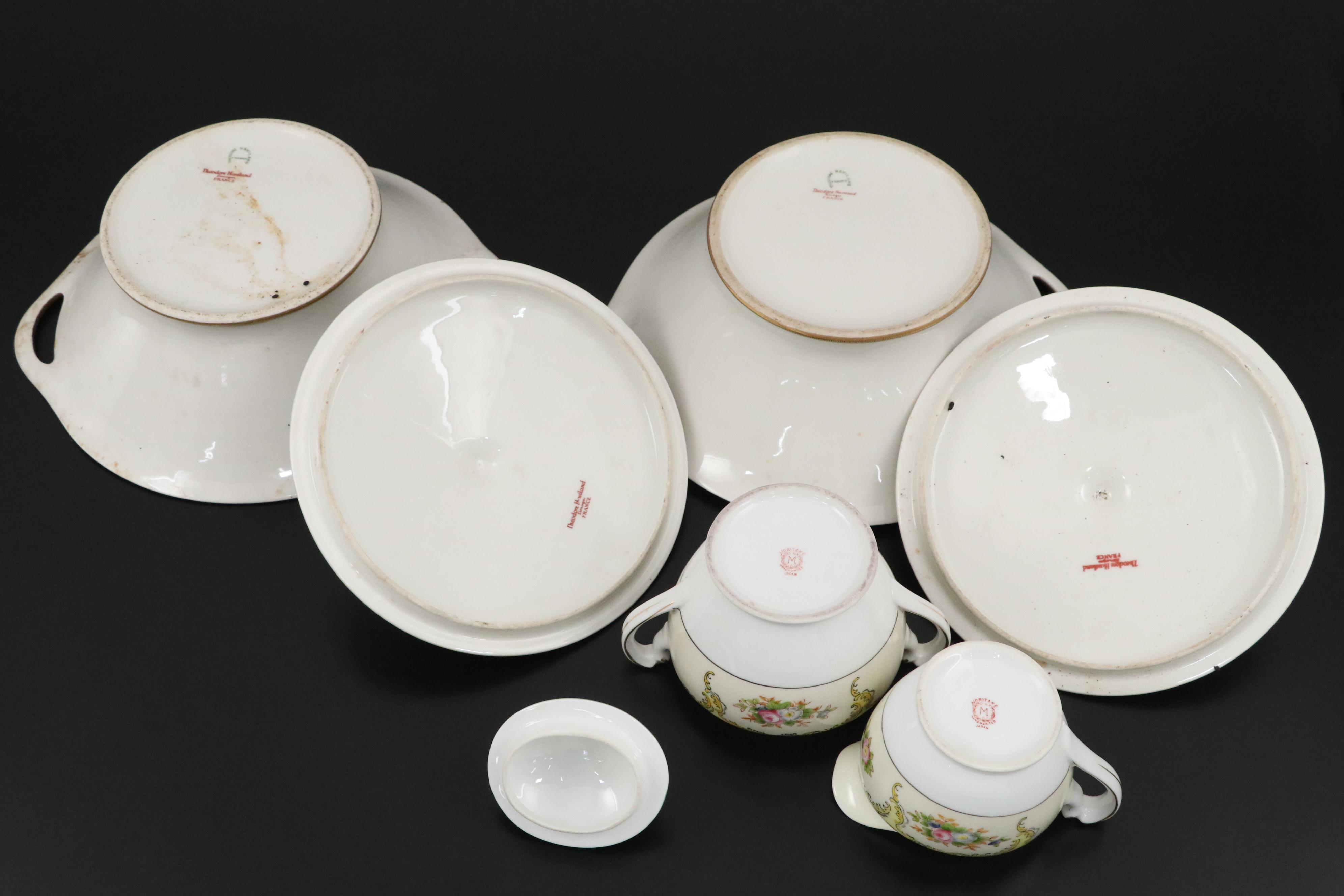 Theodore Haviland and Noritake Porcelain Dinnerware with Floral Motifs