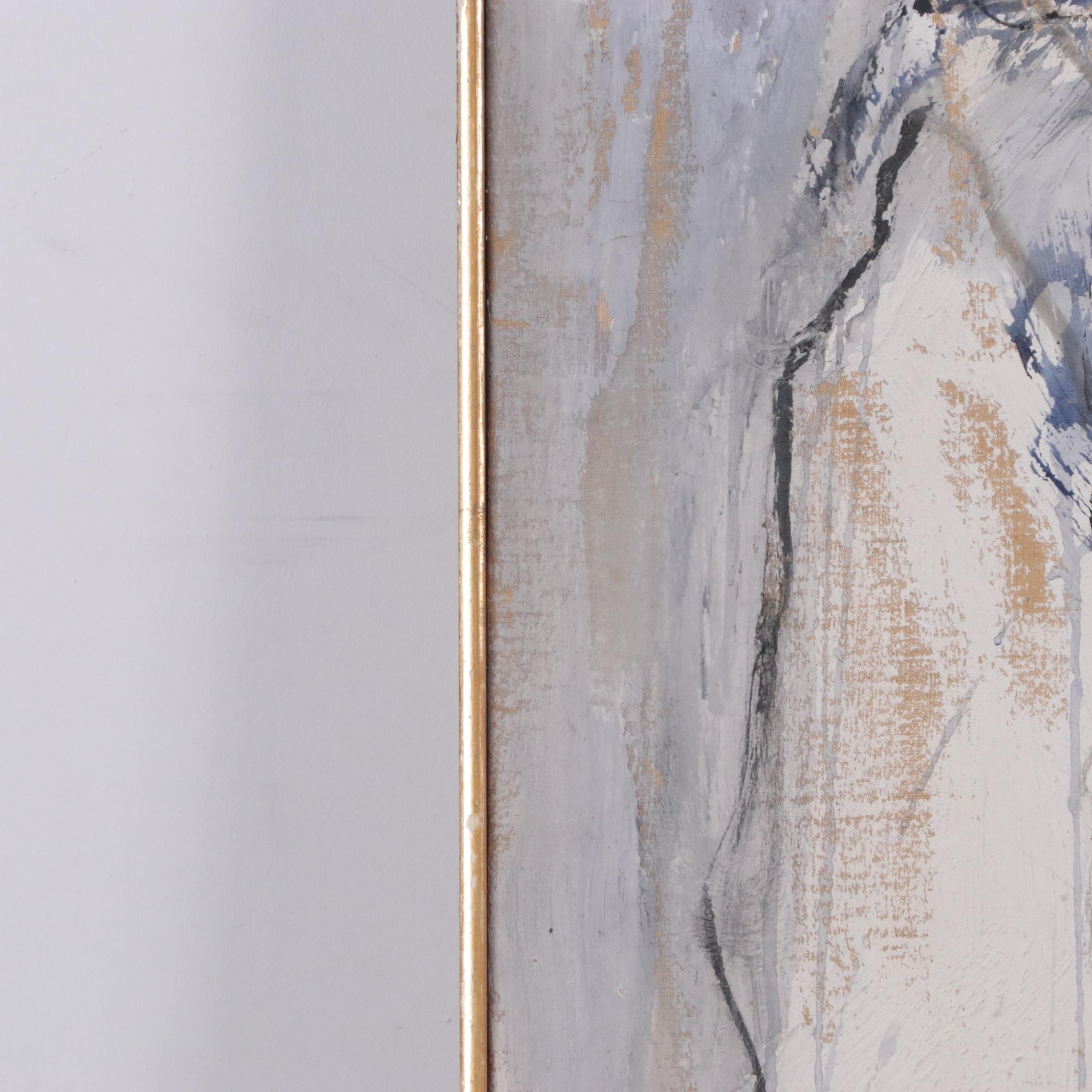 Gino Hollander Modernist Portrait Oil Painting, 1965