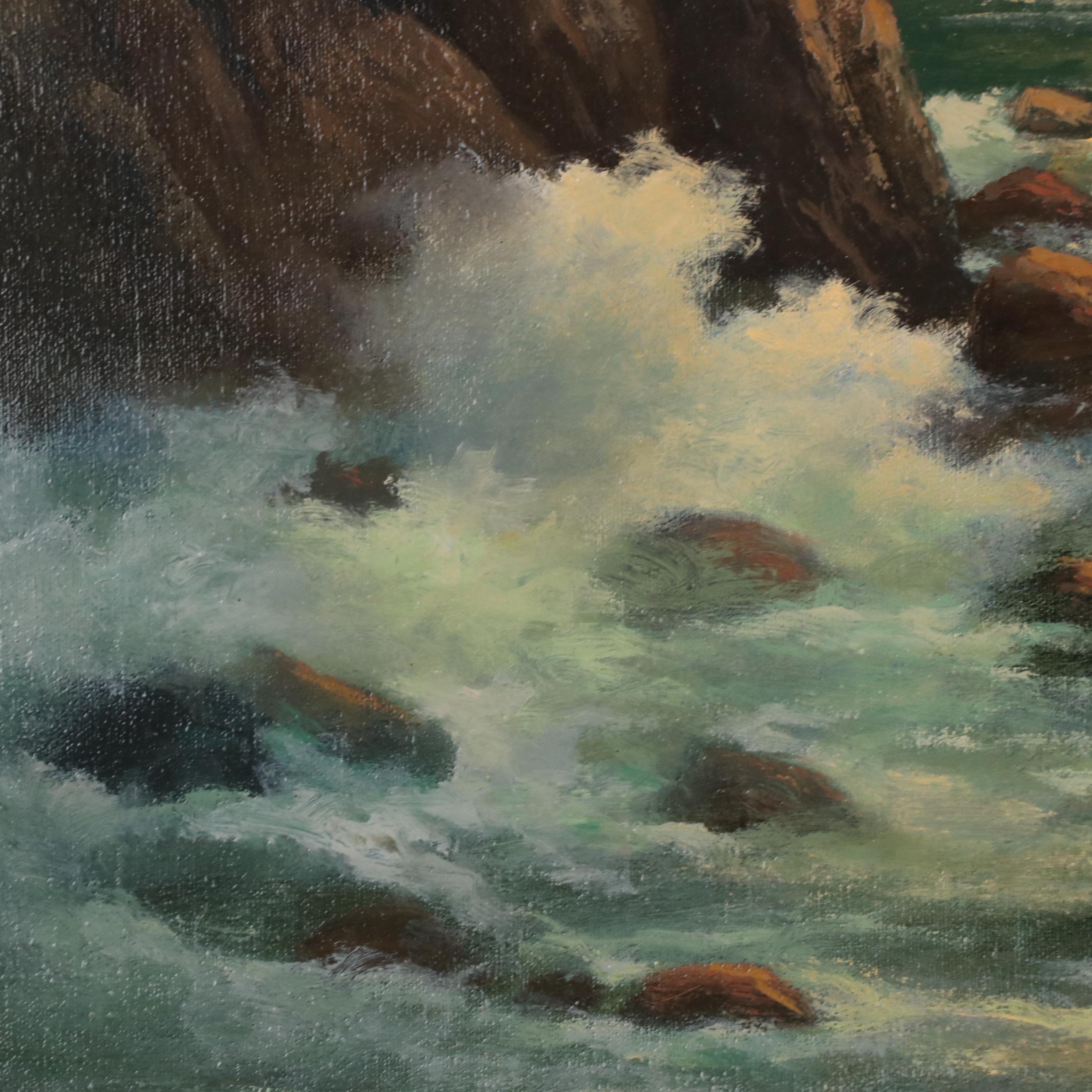 Peter H. Schmidt Oil Painting of Coastal Seascape at Sunset