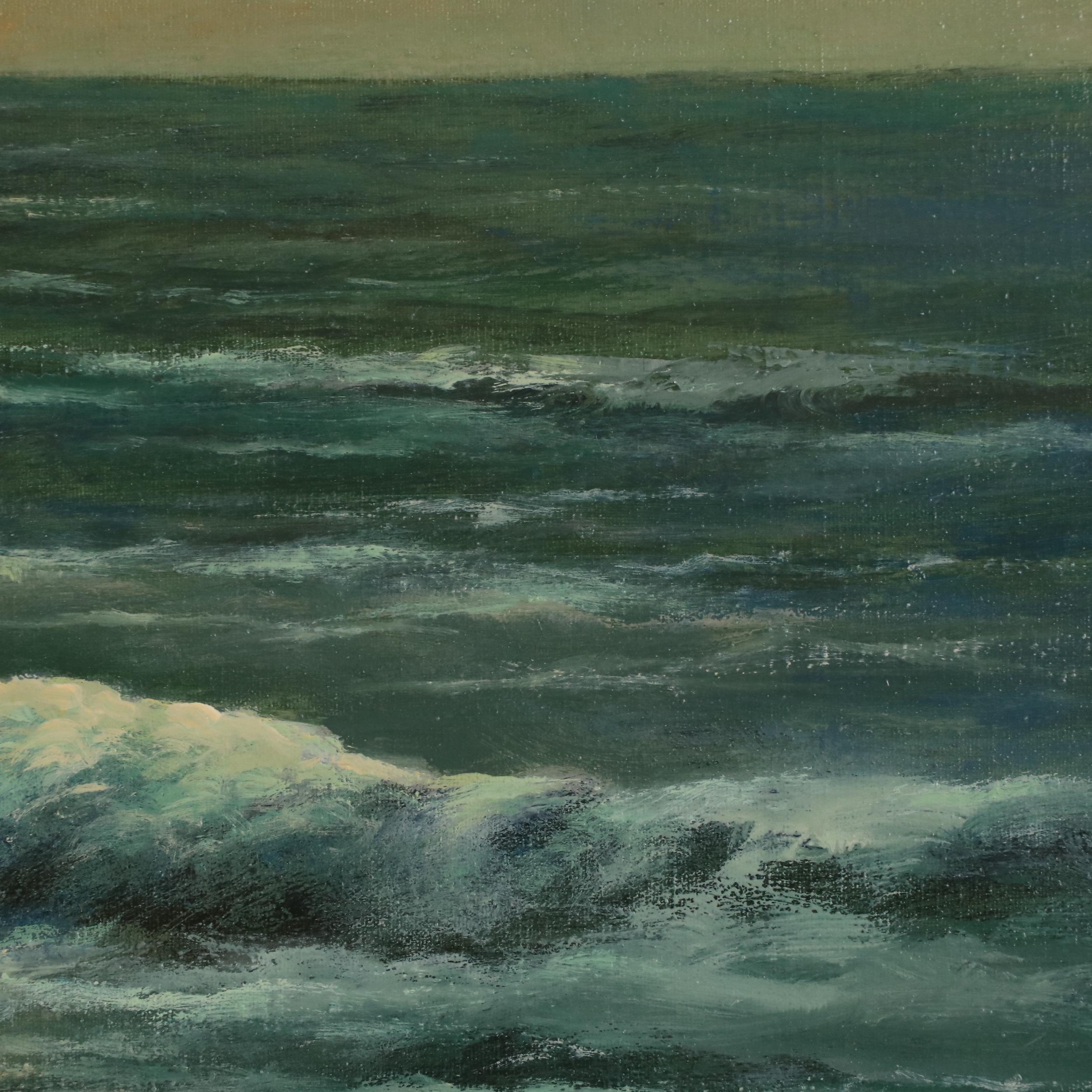 Peter H. Schmidt Oil Painting of Coastal Seascape at Sunset