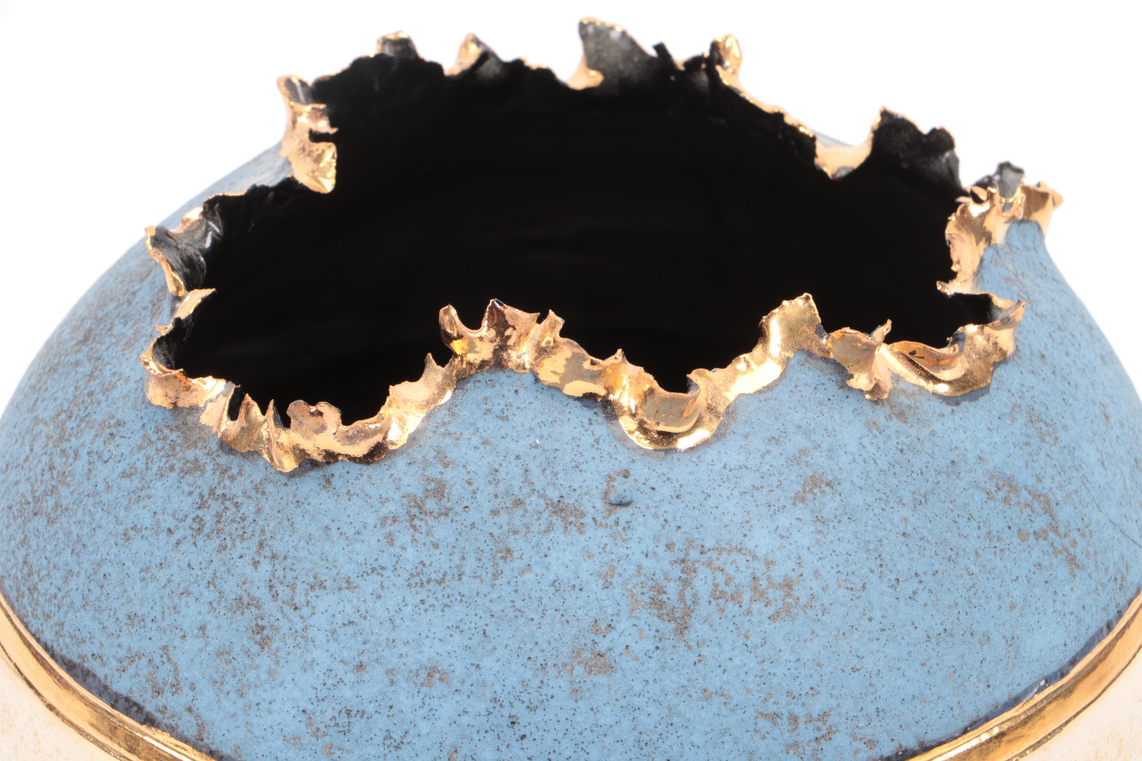 Sharon Penn HandCrafted Art Pottery Bowl With 22K Accents