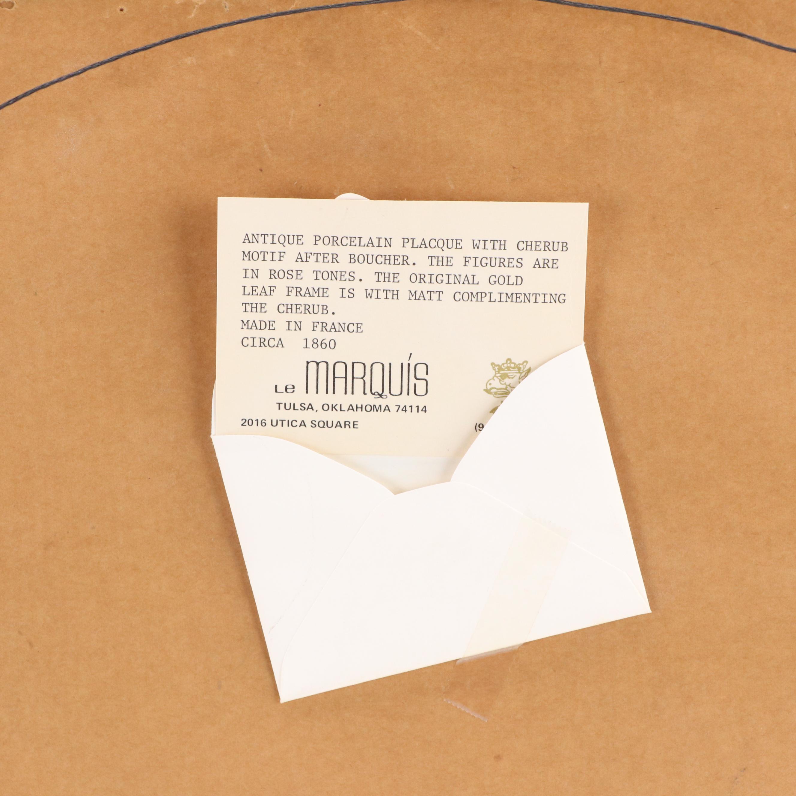 Hand-Painted Porcelain Plaque After François Boucher of Three Cherubs