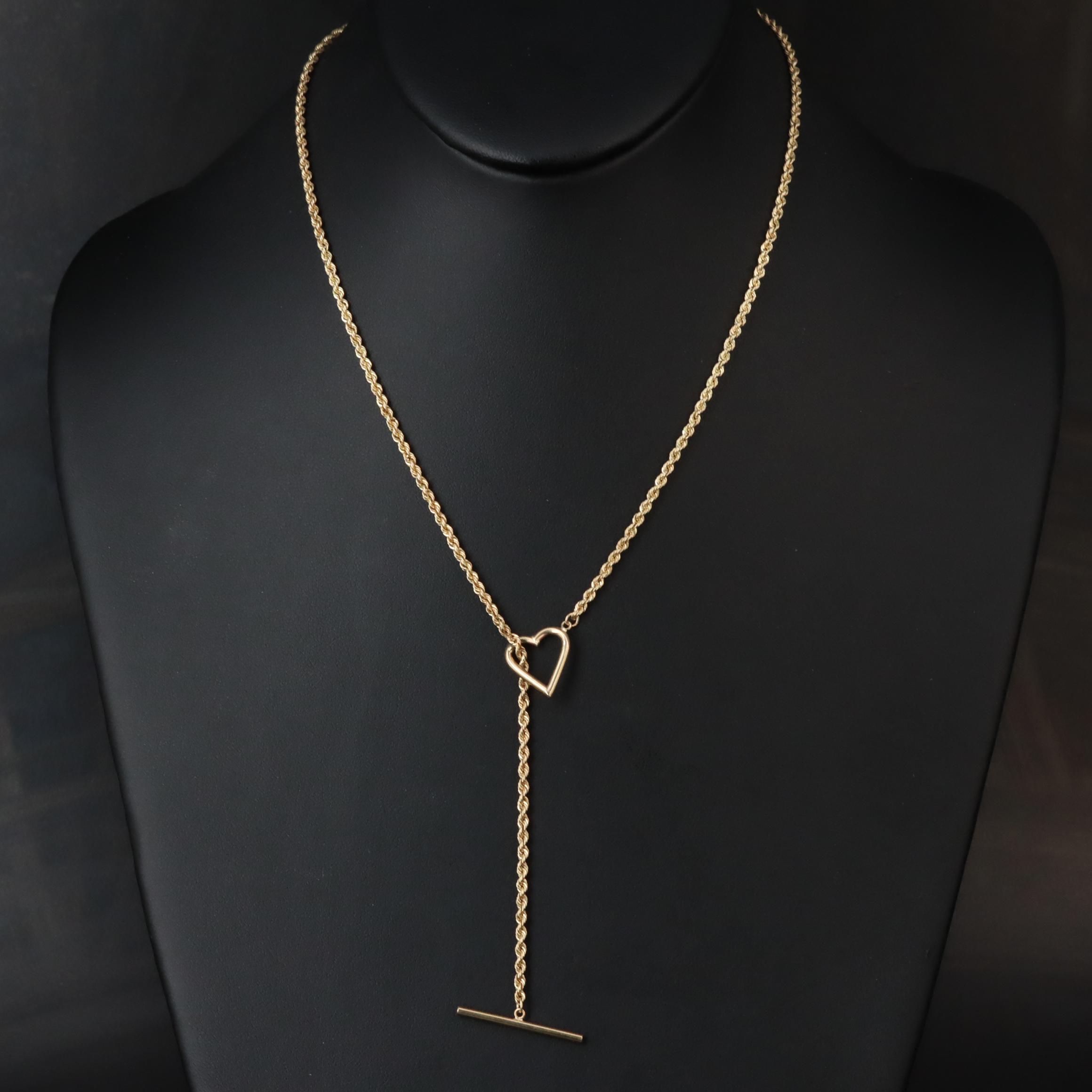 10K Heart Lariat Necklace