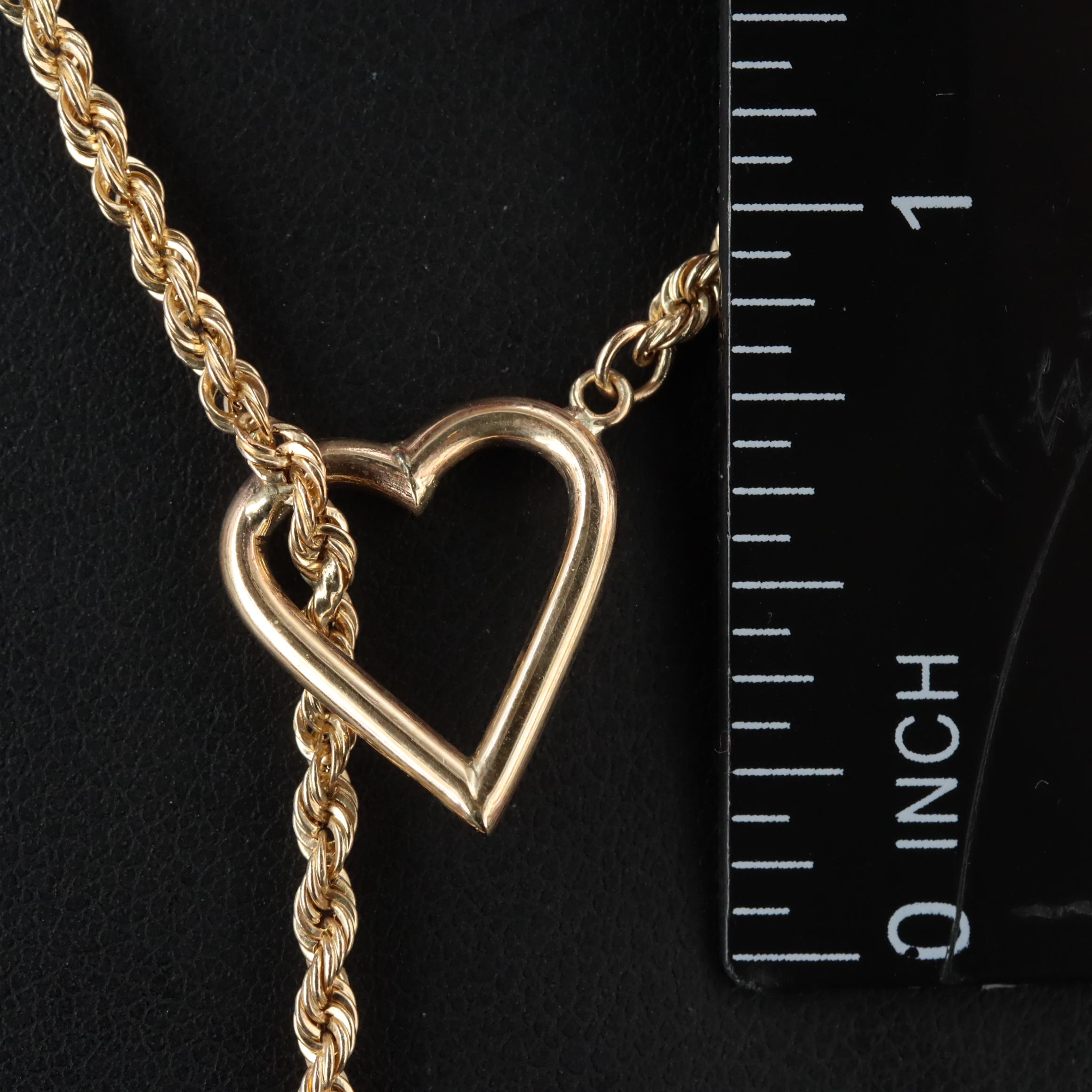 10K Heart Lariat Necklace