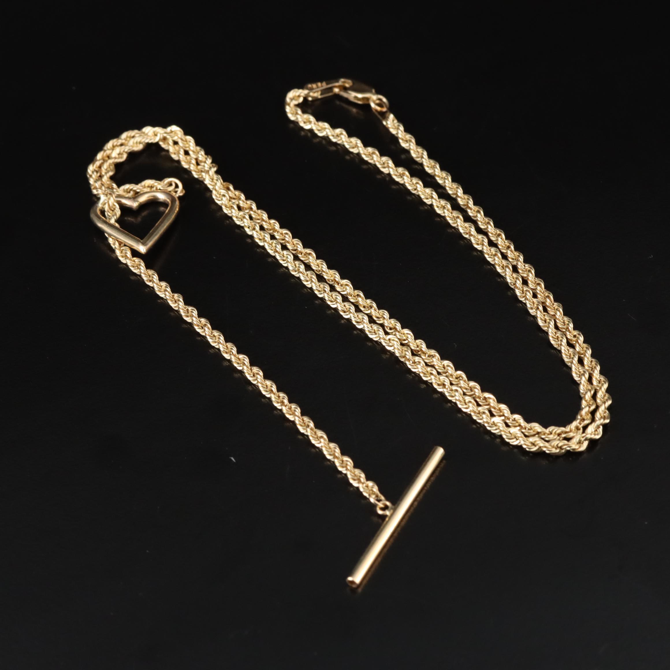 10K Heart Lariat Necklace