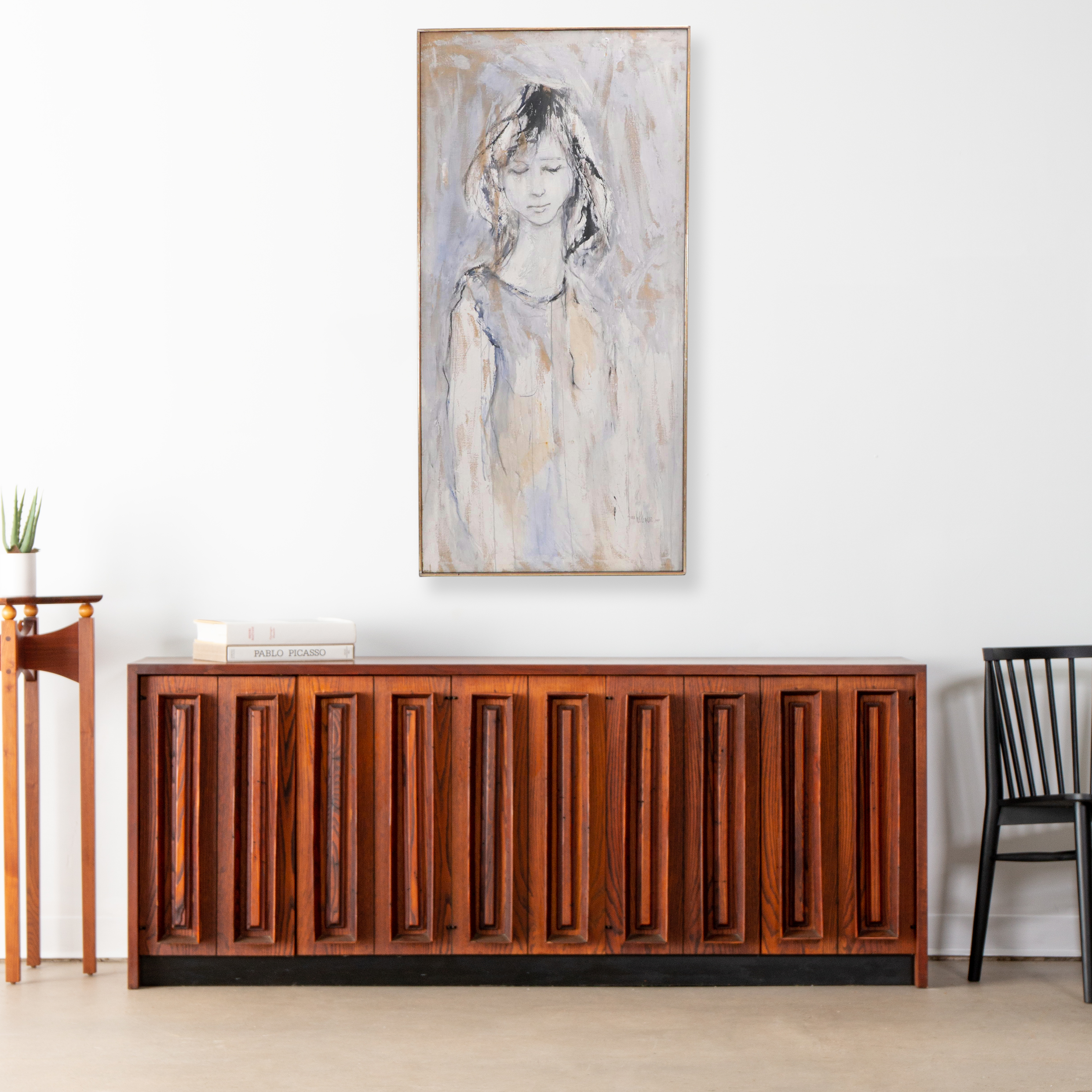 Gino Hollander Modernist Portrait Oil Painting, 1965