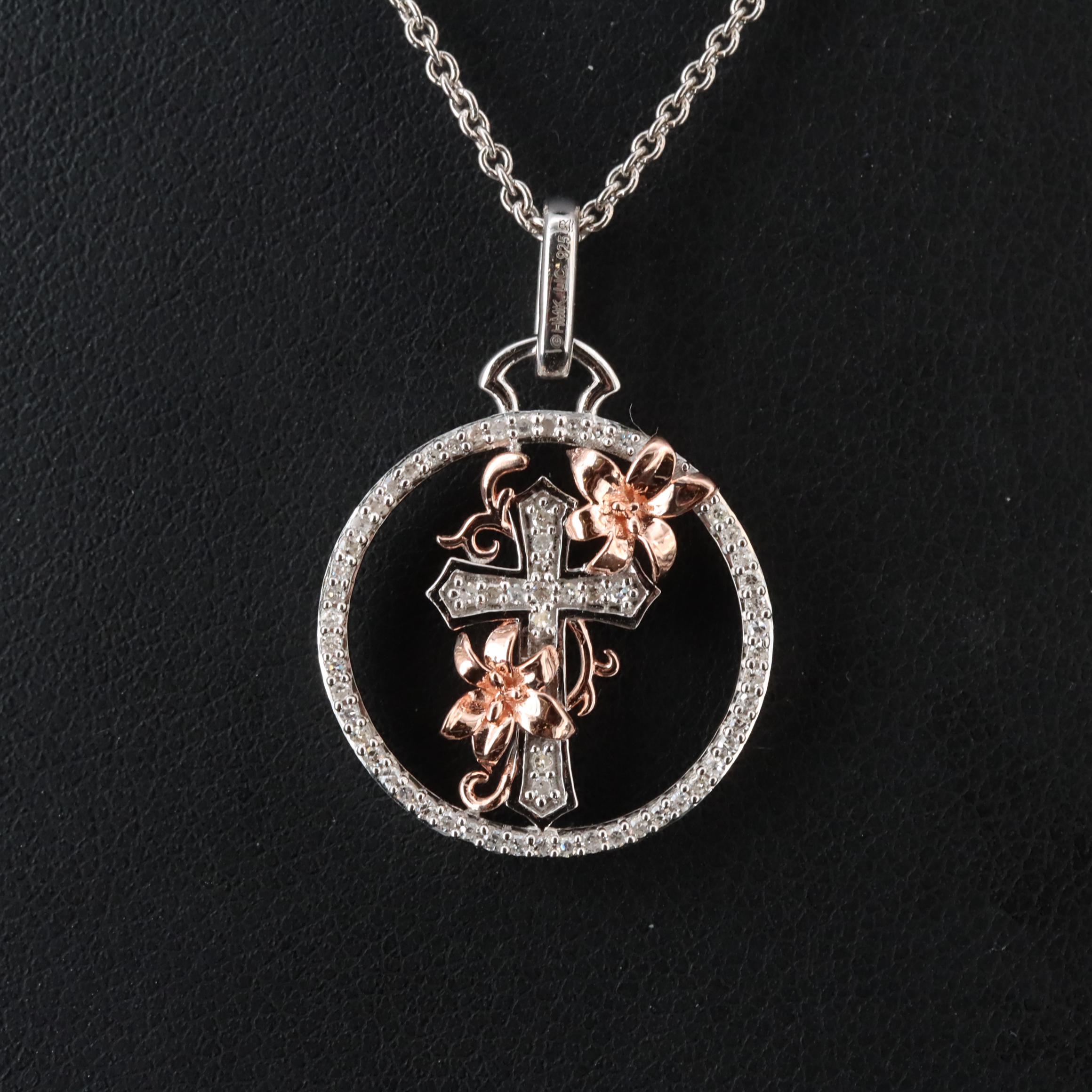Hallmark Sterling Diamond Cross Pendant Necklace